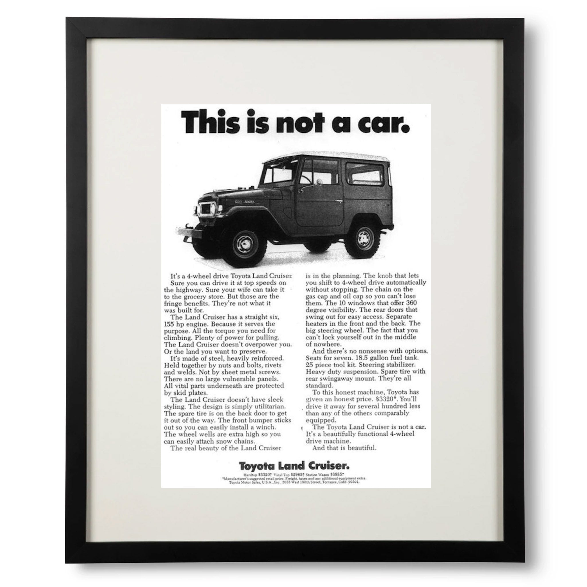 Framed Toyota Land Cruiser This is Not a Car Advertisement