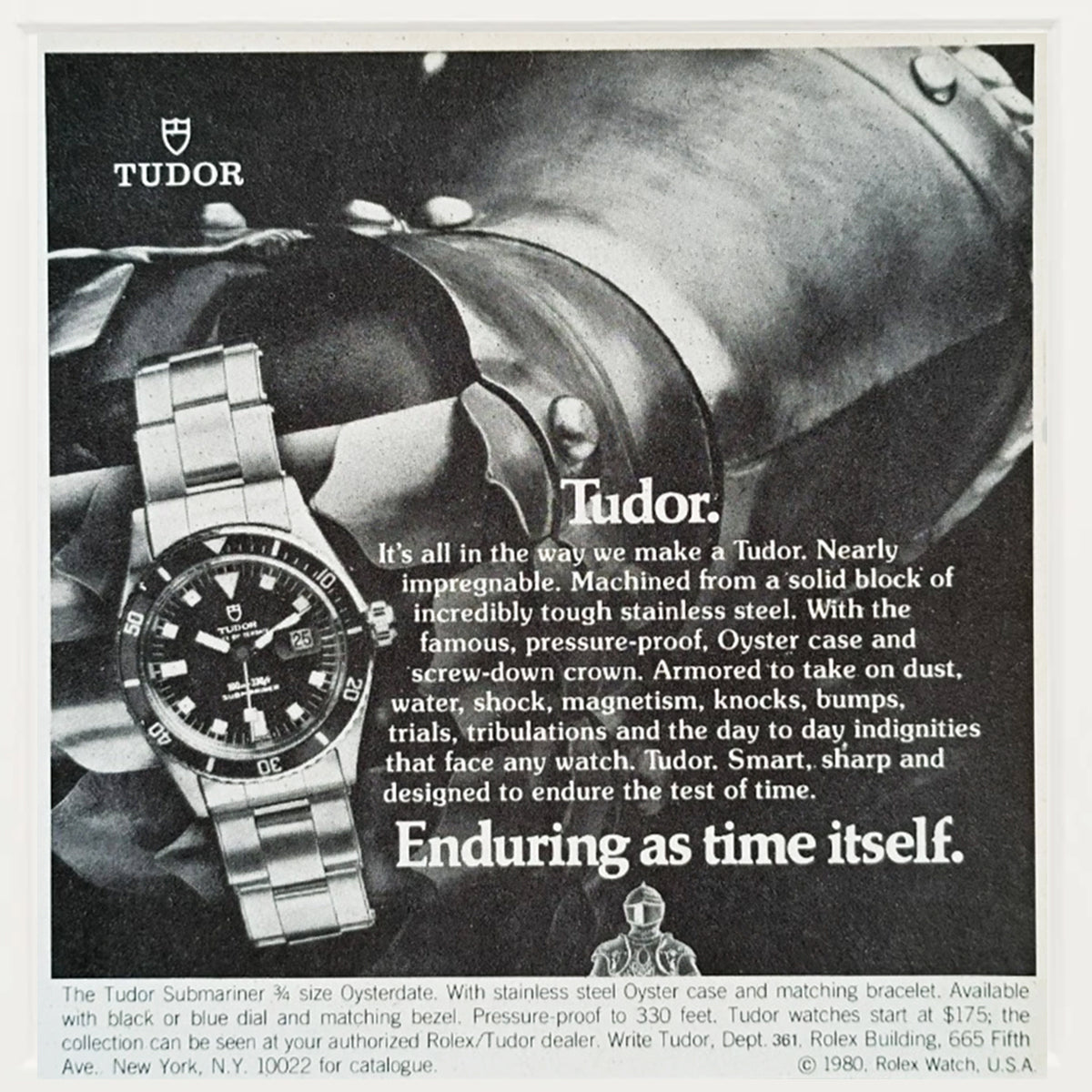 Framed Vintage 1980 Tudor Submariner Advertisement