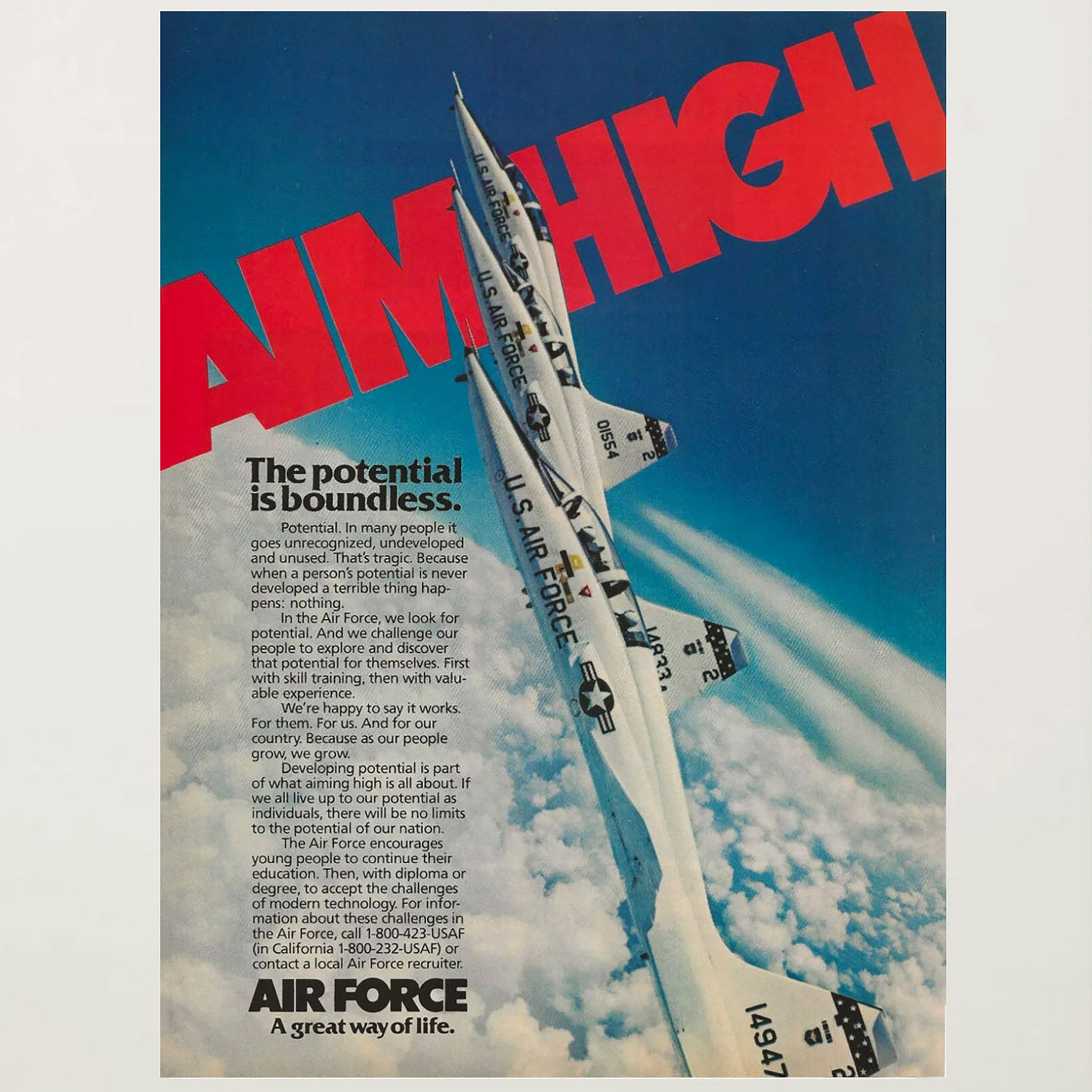 Framed US Air Force Aim High Boundless Potential Advertisement