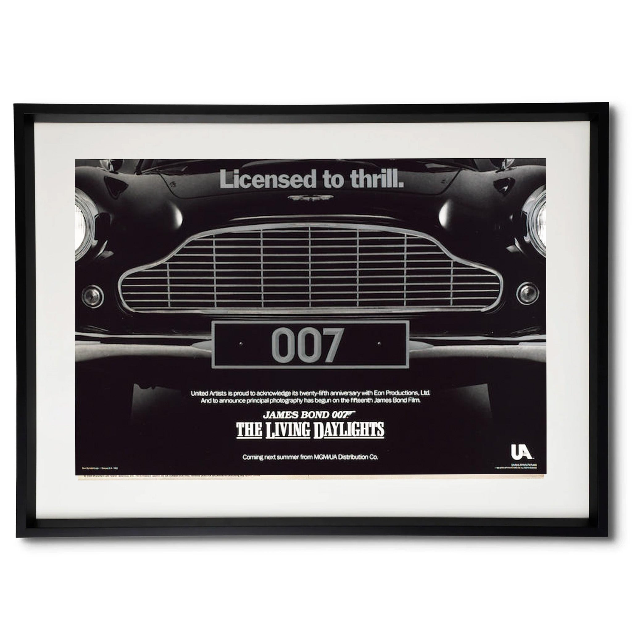 Framed Aston Martin 007 James Bond 'the Living Daylights' Original Poster