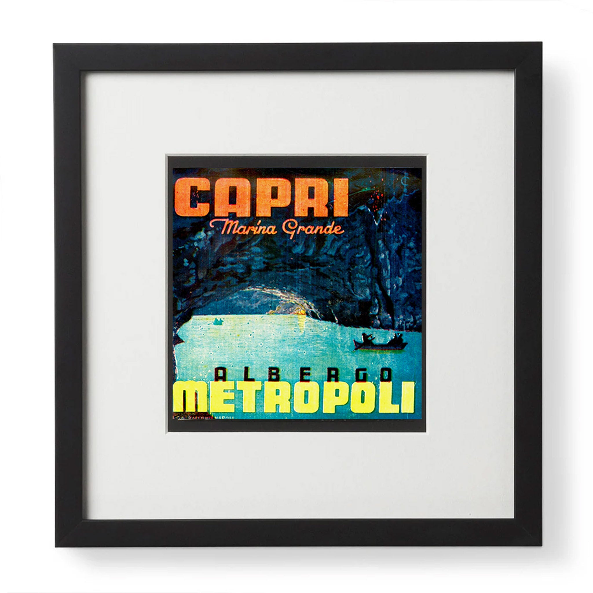 Framed Hotel Metropli Capri Italy Luggage Label