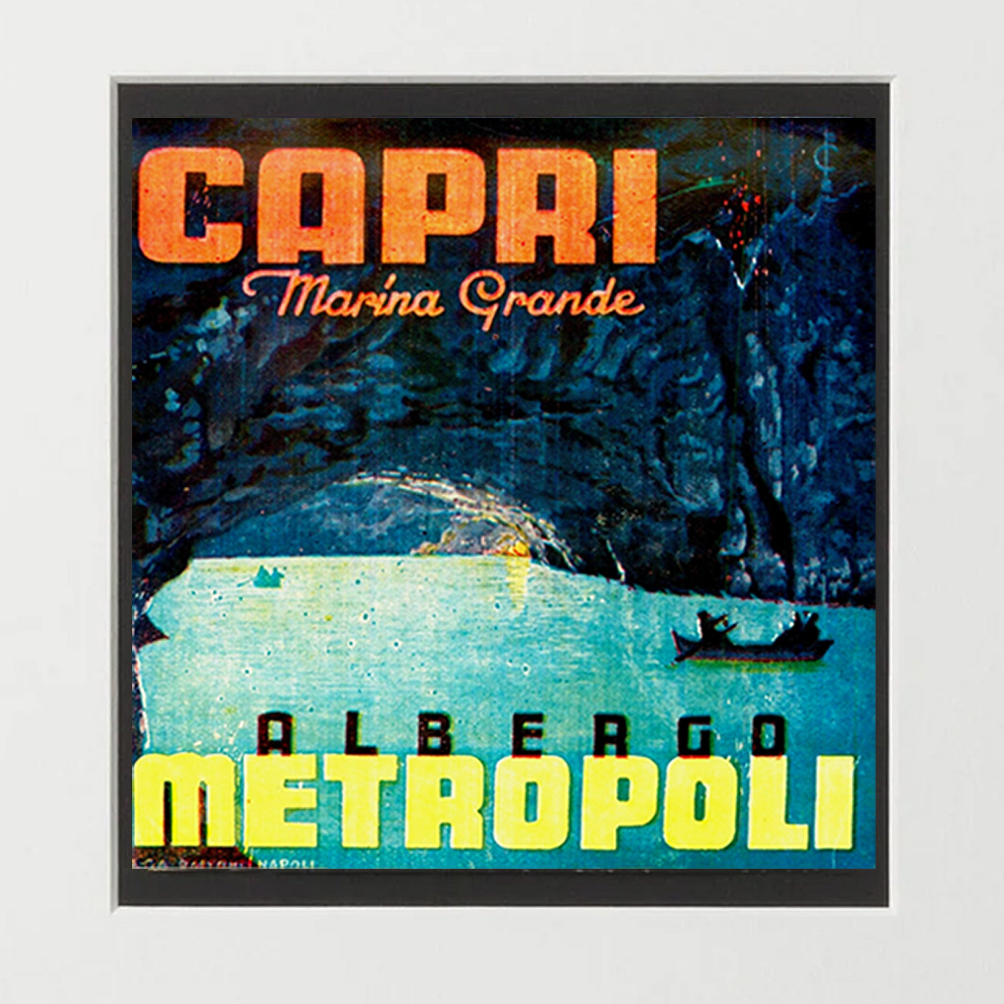 Framed Hotel Metropli Capri Italy Luggage Label