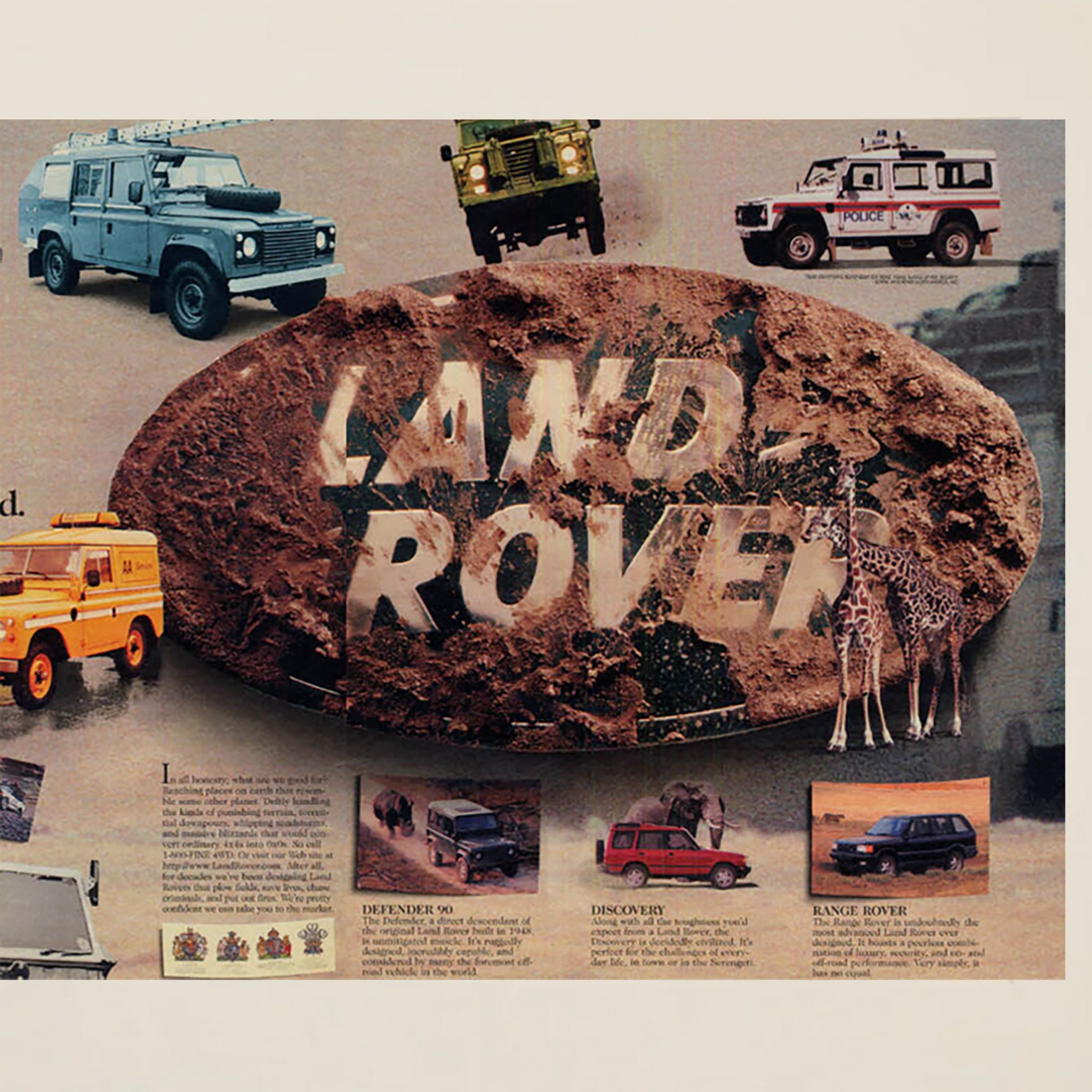Framed Land Rover 4x4 Two Page Advertisement
