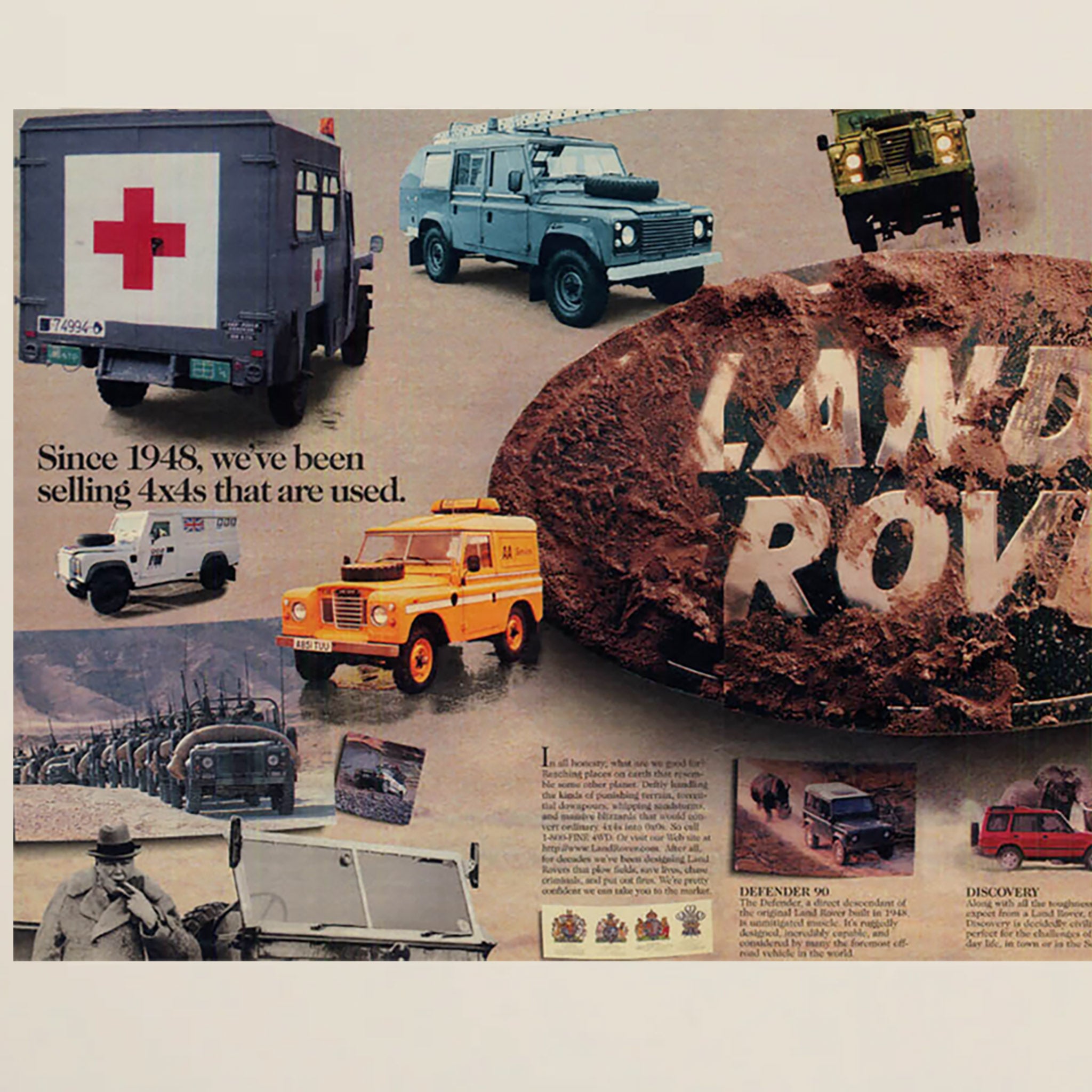 Framed Land Rover 4x4 Two Page Advertisement