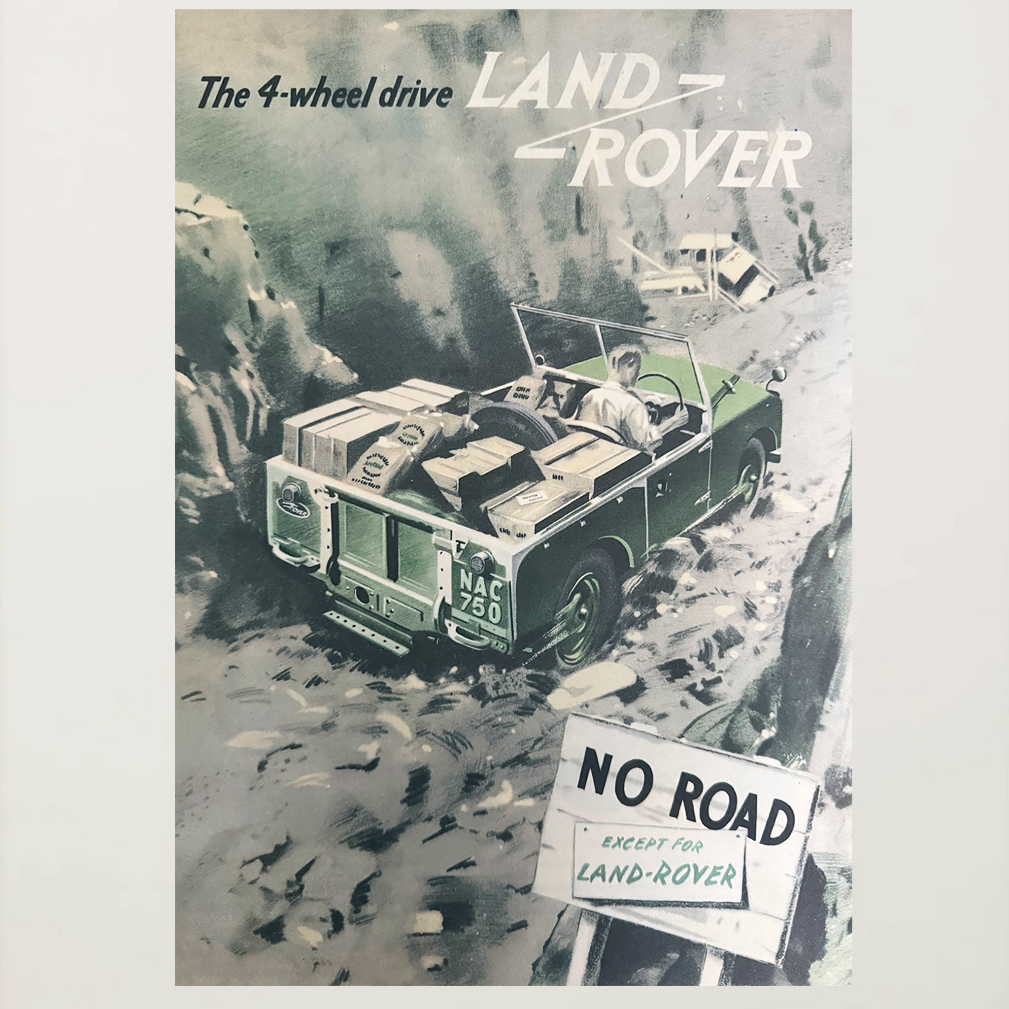 Framed Original Land Rover No Roads Except Land Rover Ad