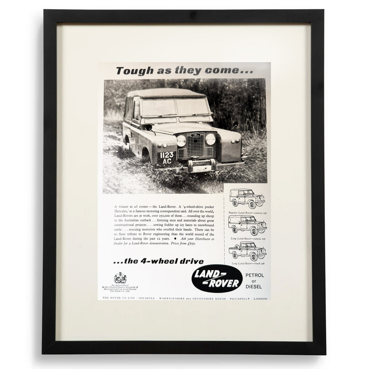 Framed Land Rover “Tough as They Come” Advertisement