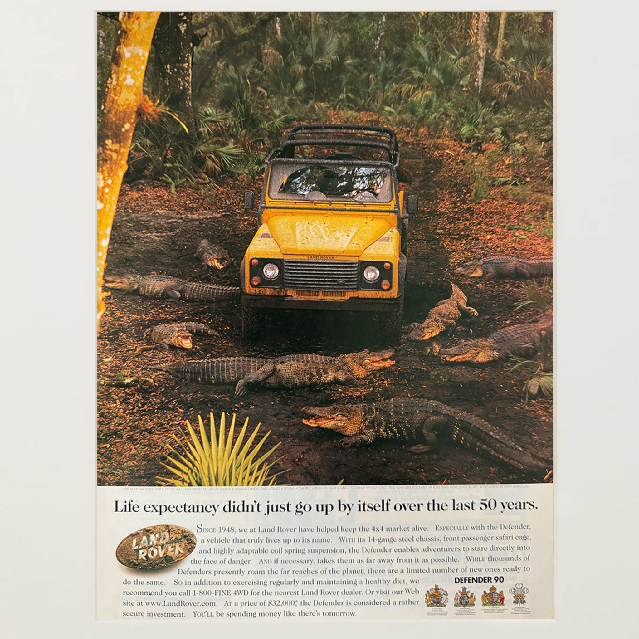 Framed Land Rover Defender Life Expectancy Advertisement