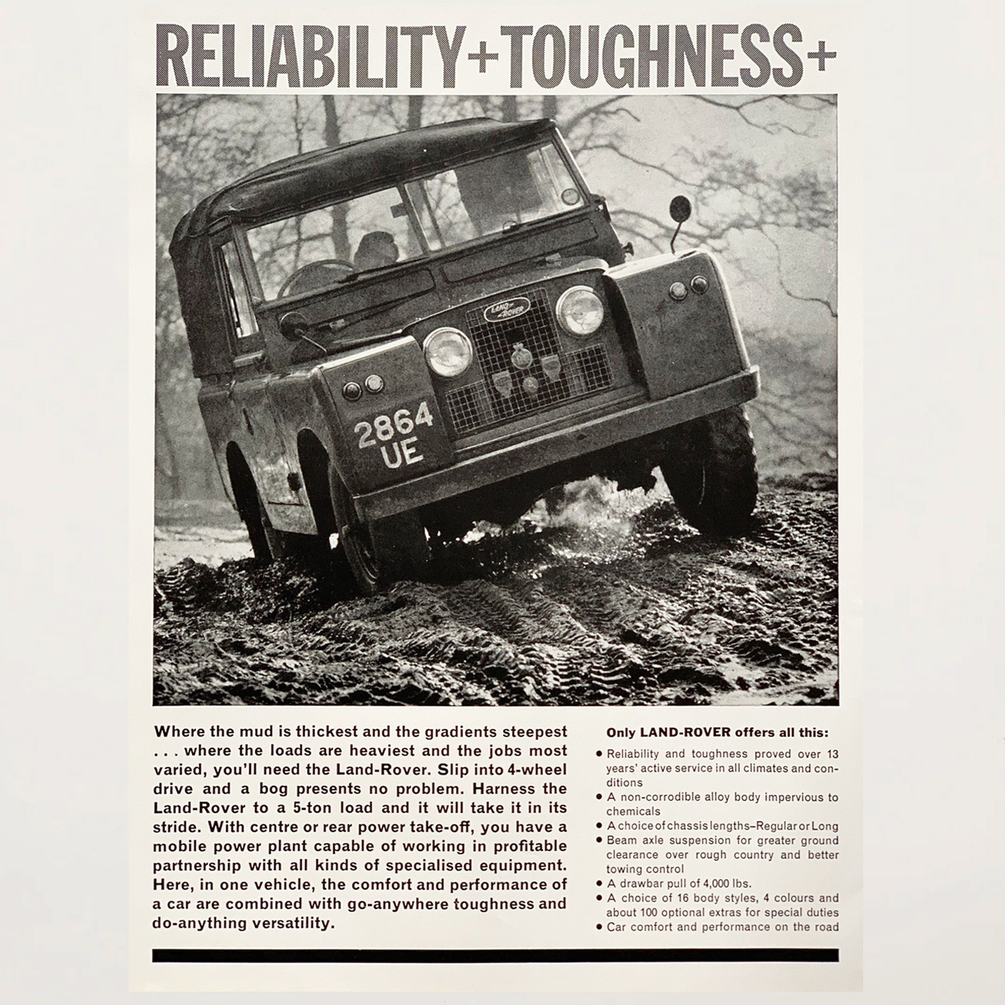 Framed Original Land Rover “Reliability + Toughness” Vintage Advertisement