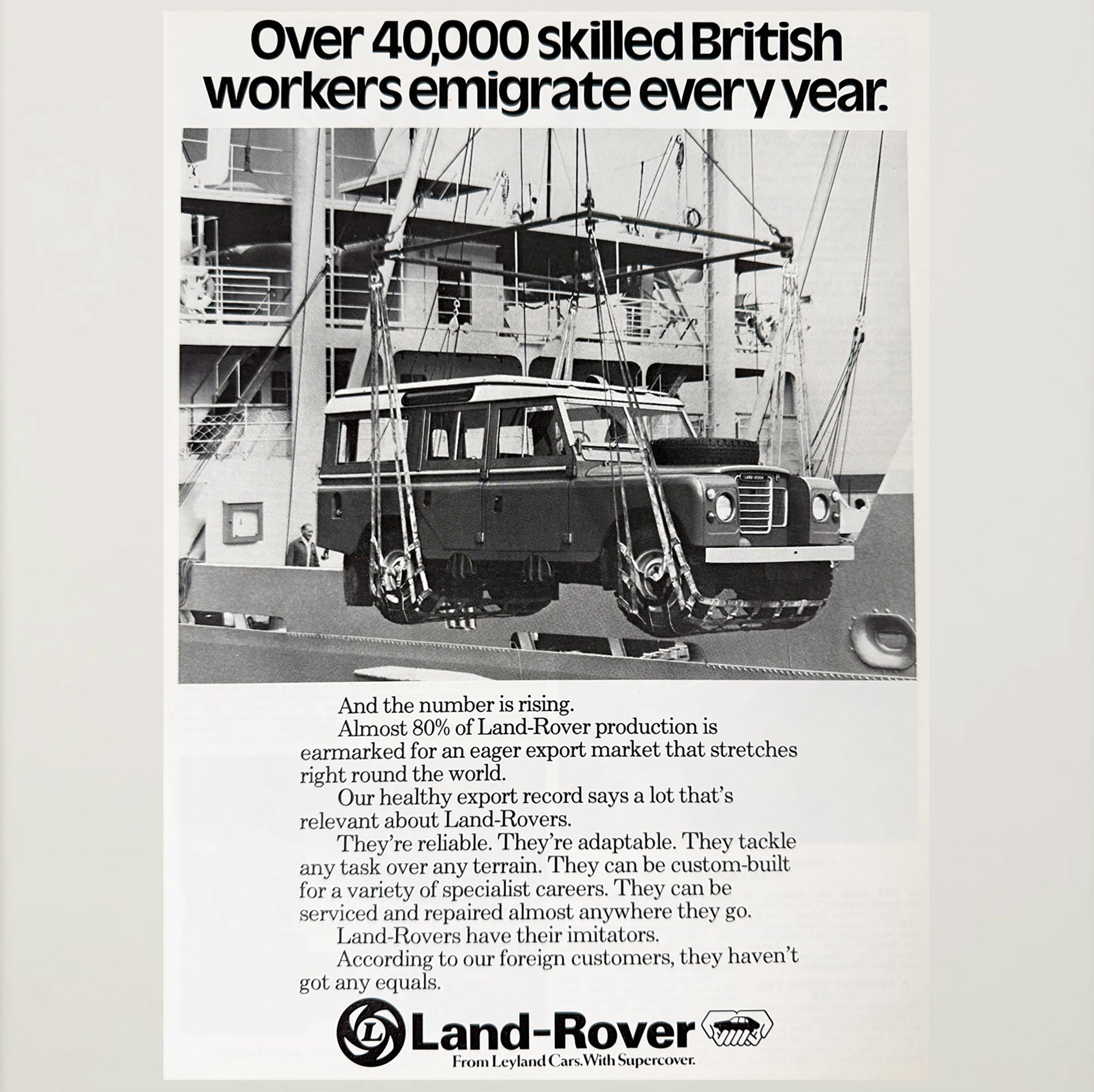 Framed Vintage Land Rover Series III "Skilled British Workers" Advertisement