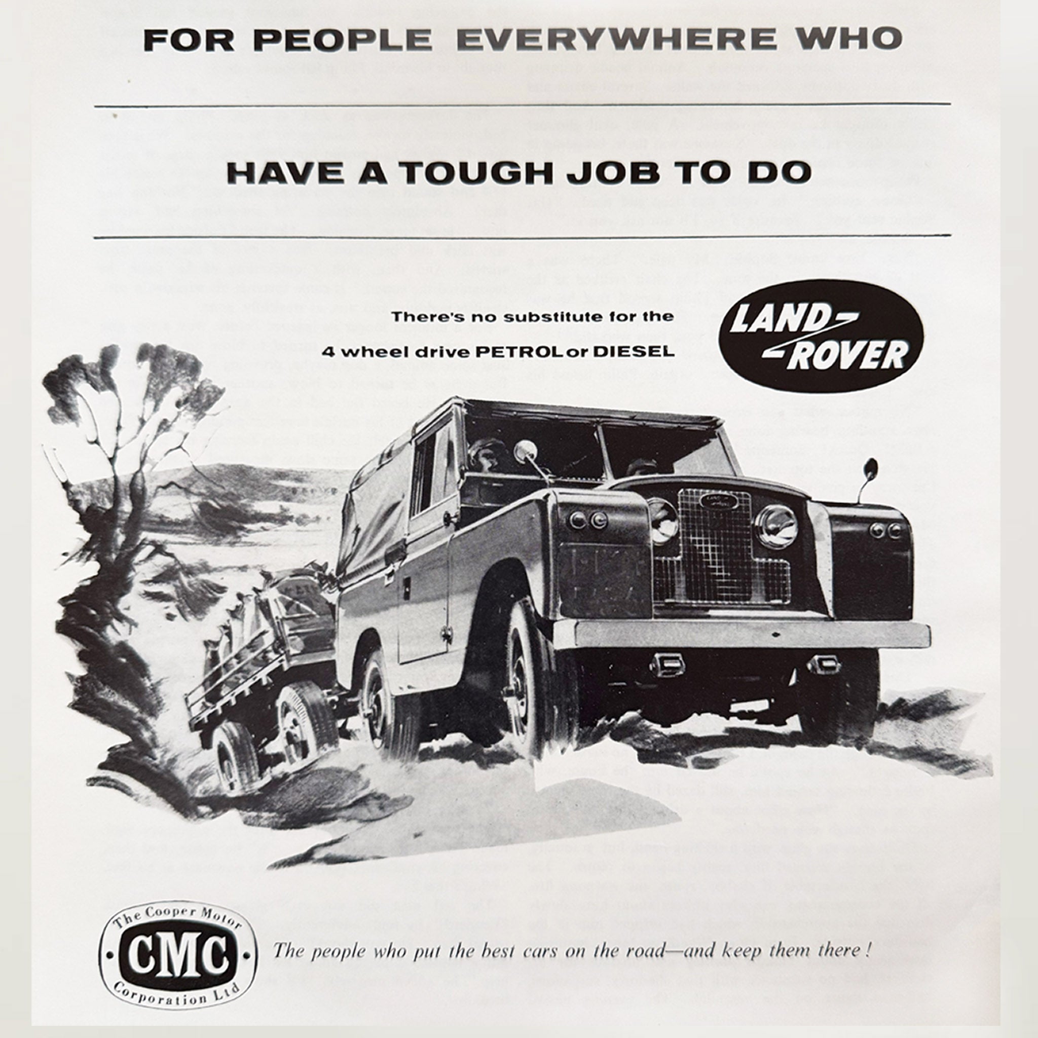 Framed Vintage Land Rover Series Advertisement – “Tough Job”