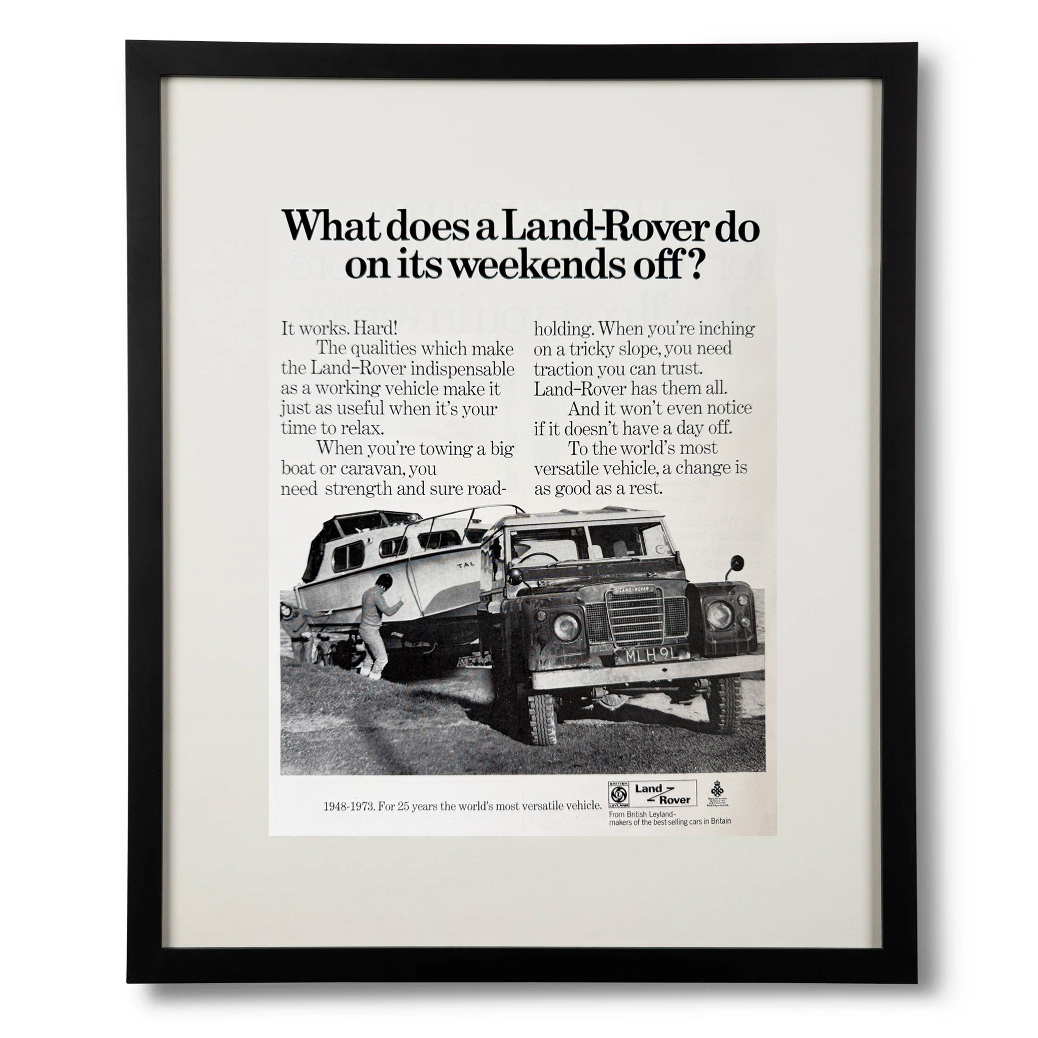 Framed Vintage Land Rover Series III "Weekends-Off" Advertisement