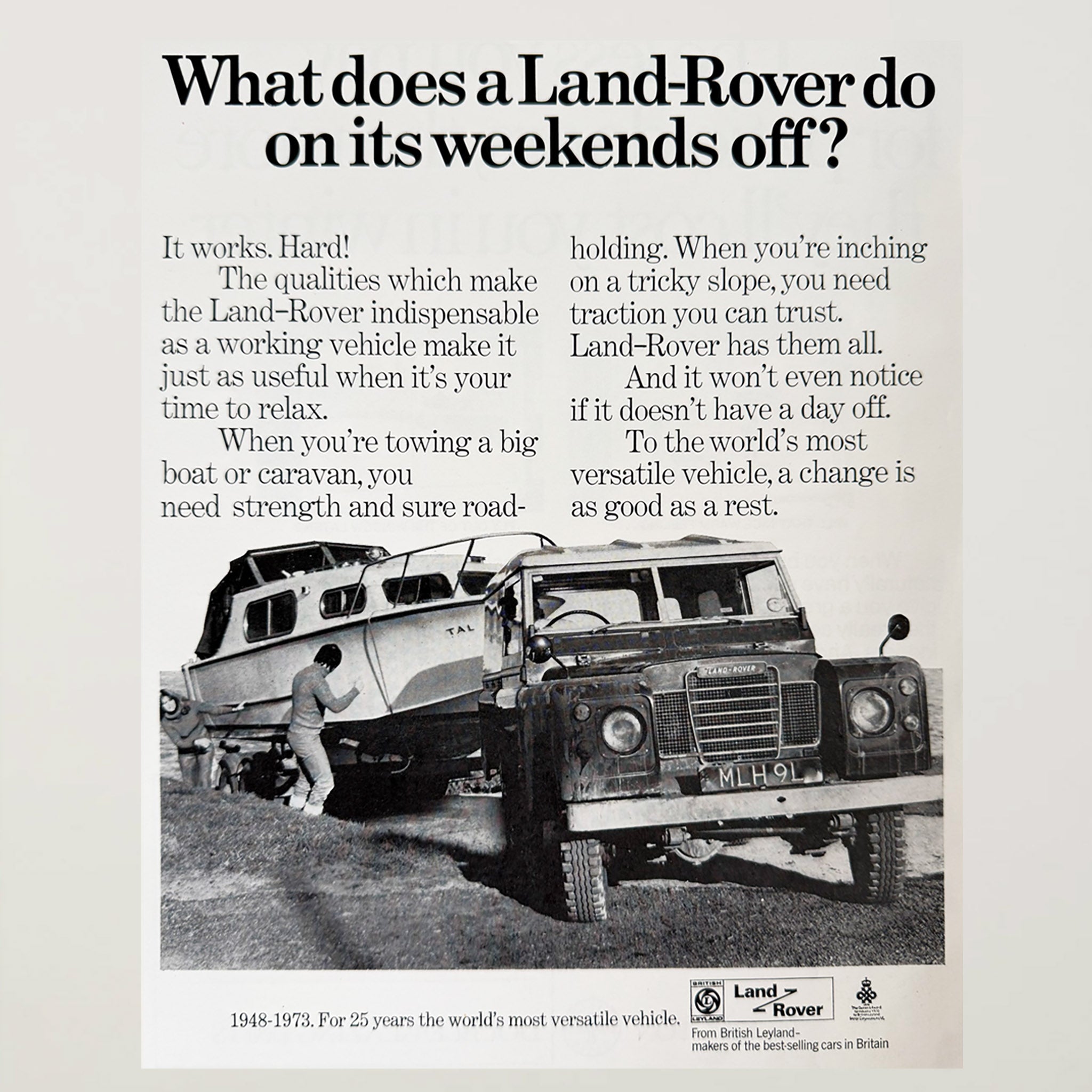 Framed Vintage Land Rover Series III "Weekends-Off" Advertisement