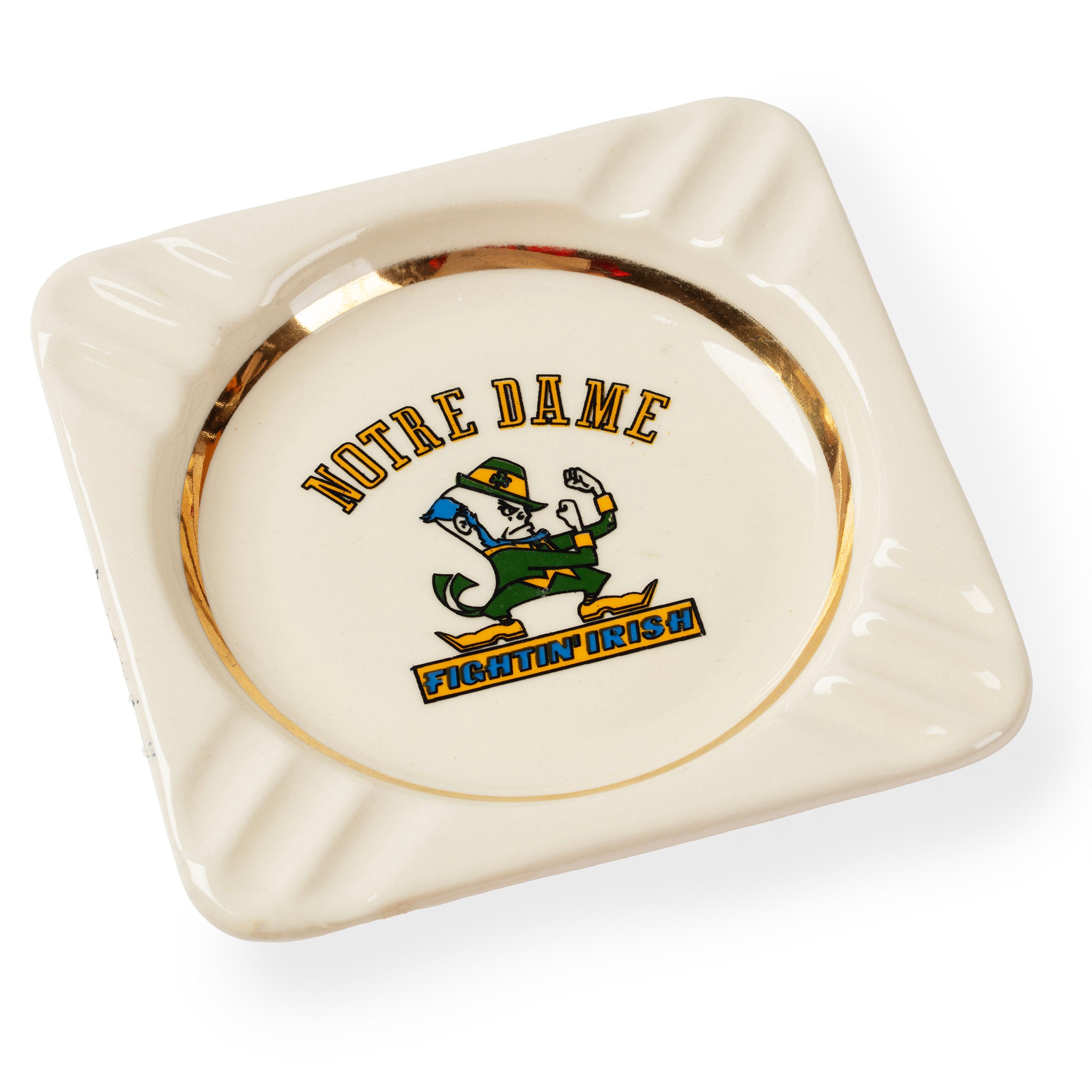Vintage University of Notre Dame Fighting Irish Ceramic Ashtray