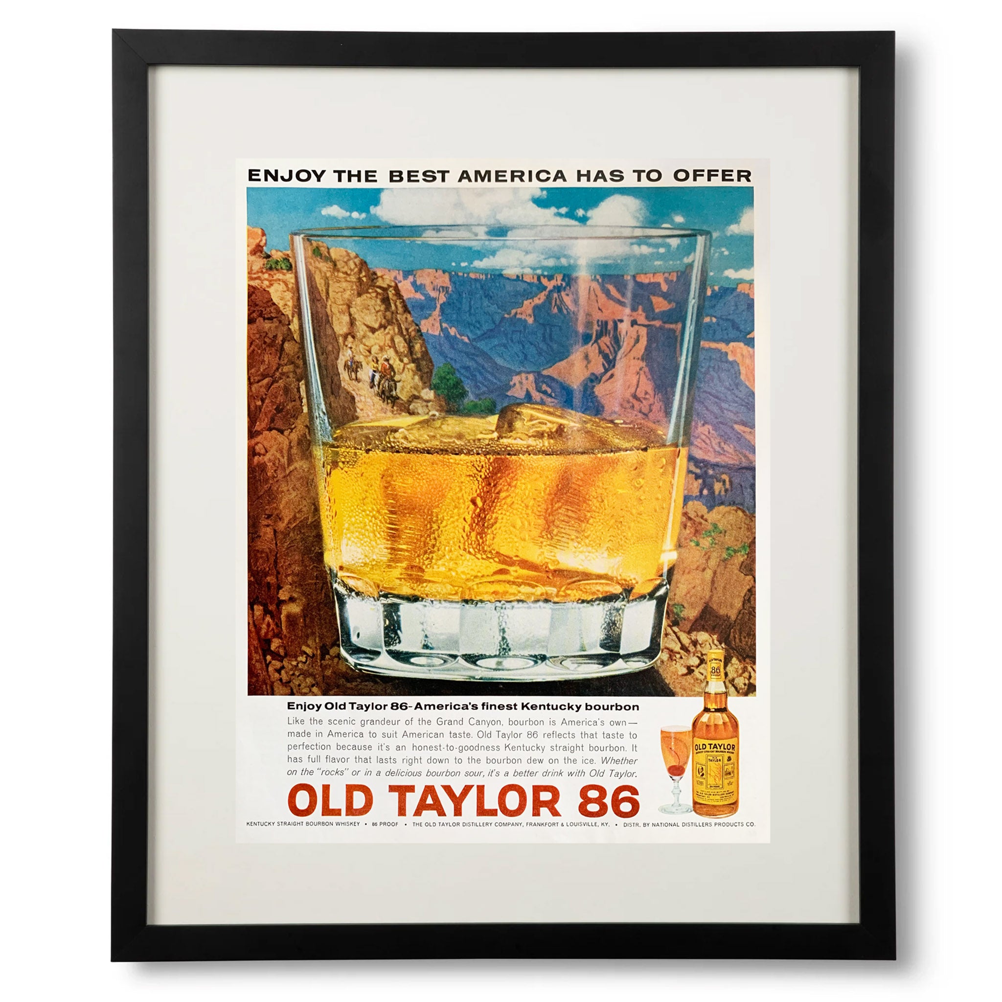 Framed Old Taylor 86 Bourbon Advertisement