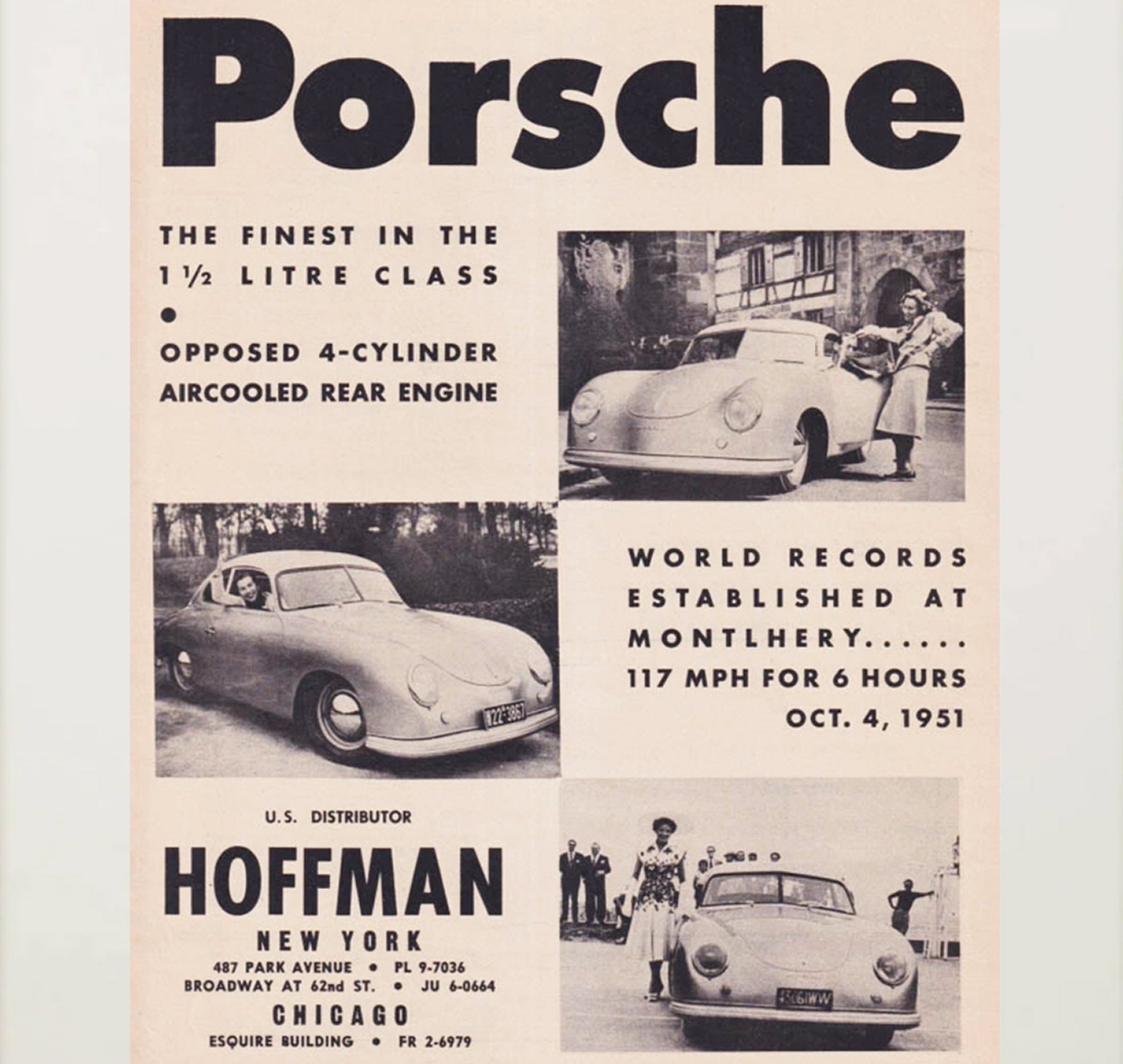 Framed 1952 Porsche 356 Advertisement