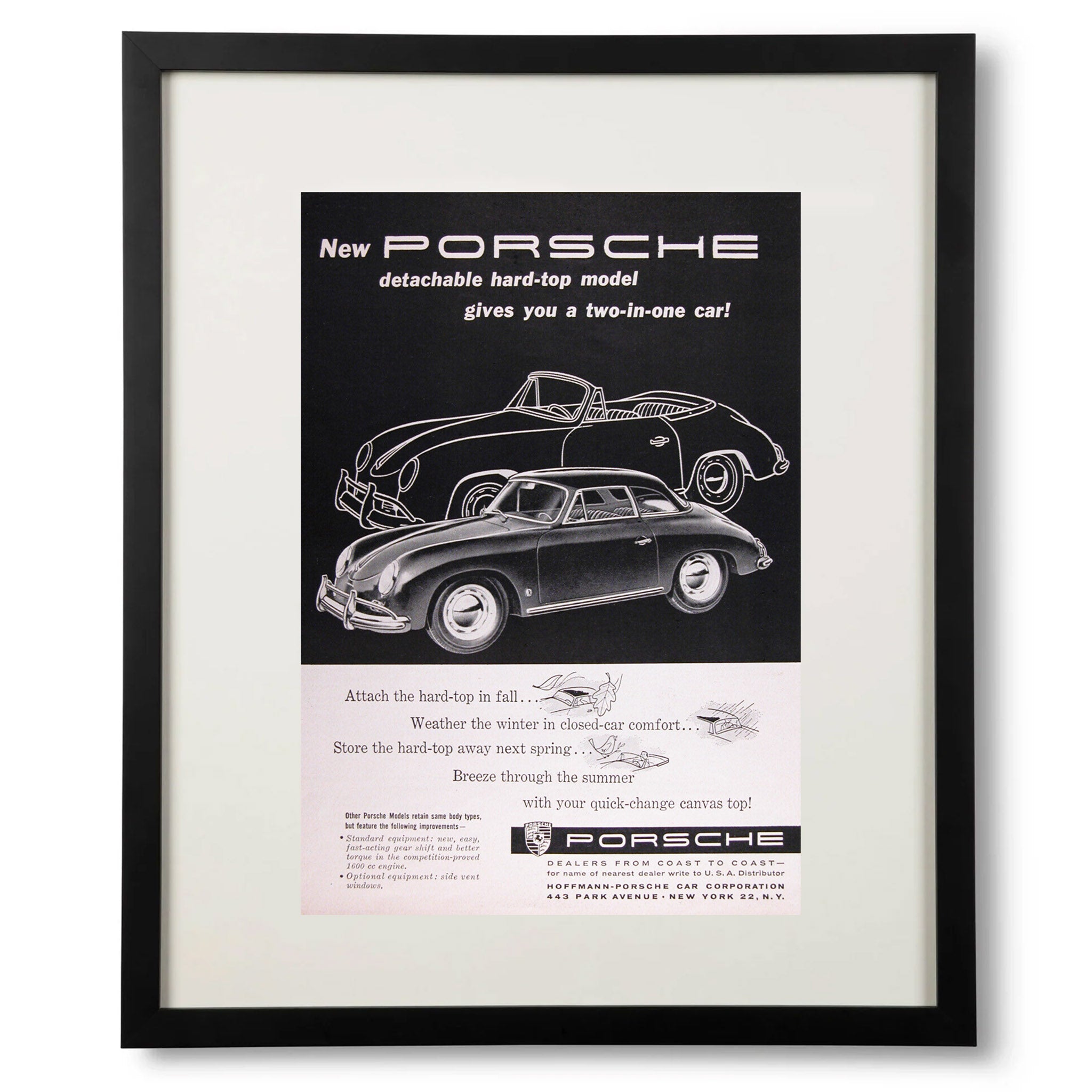 Framed 1958 Porsche 356 Advertisement