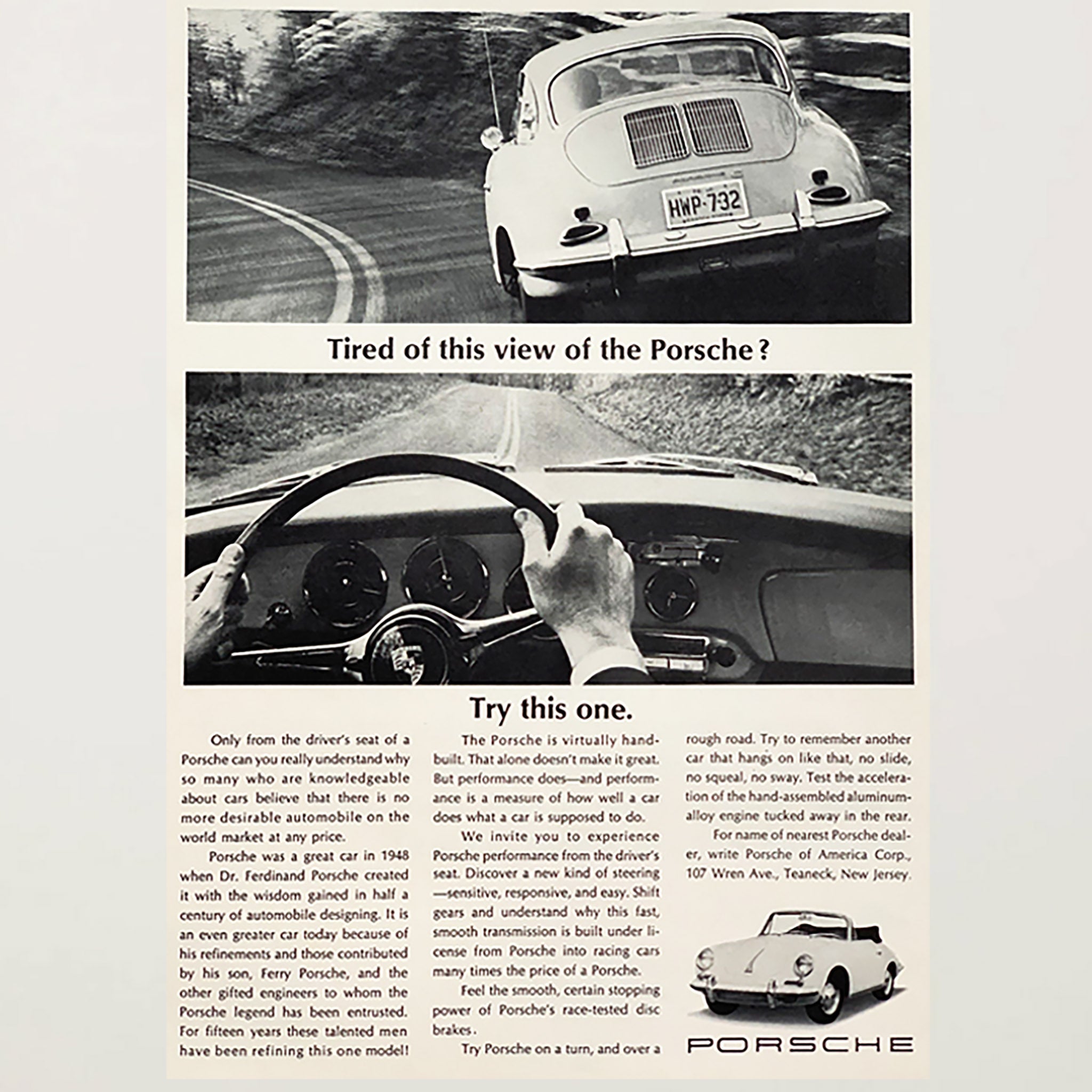 Framed Porsche Tired of this View? Framed Advertisement