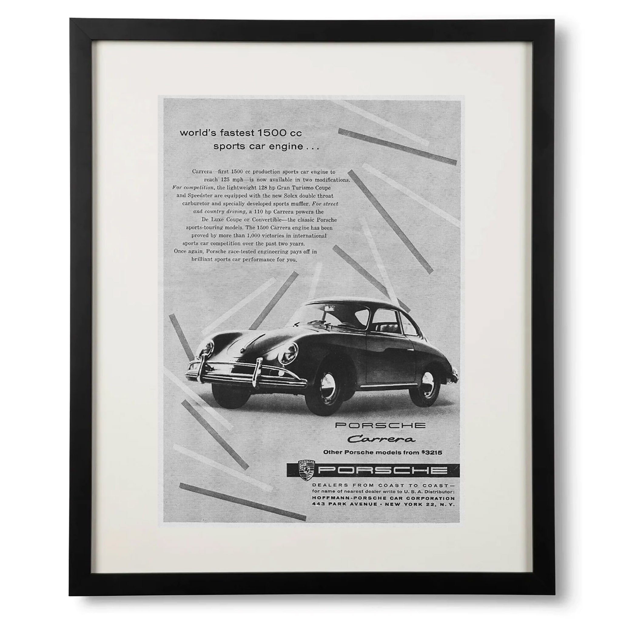 Framed Porsche Carrera World's Fastest Advertisement