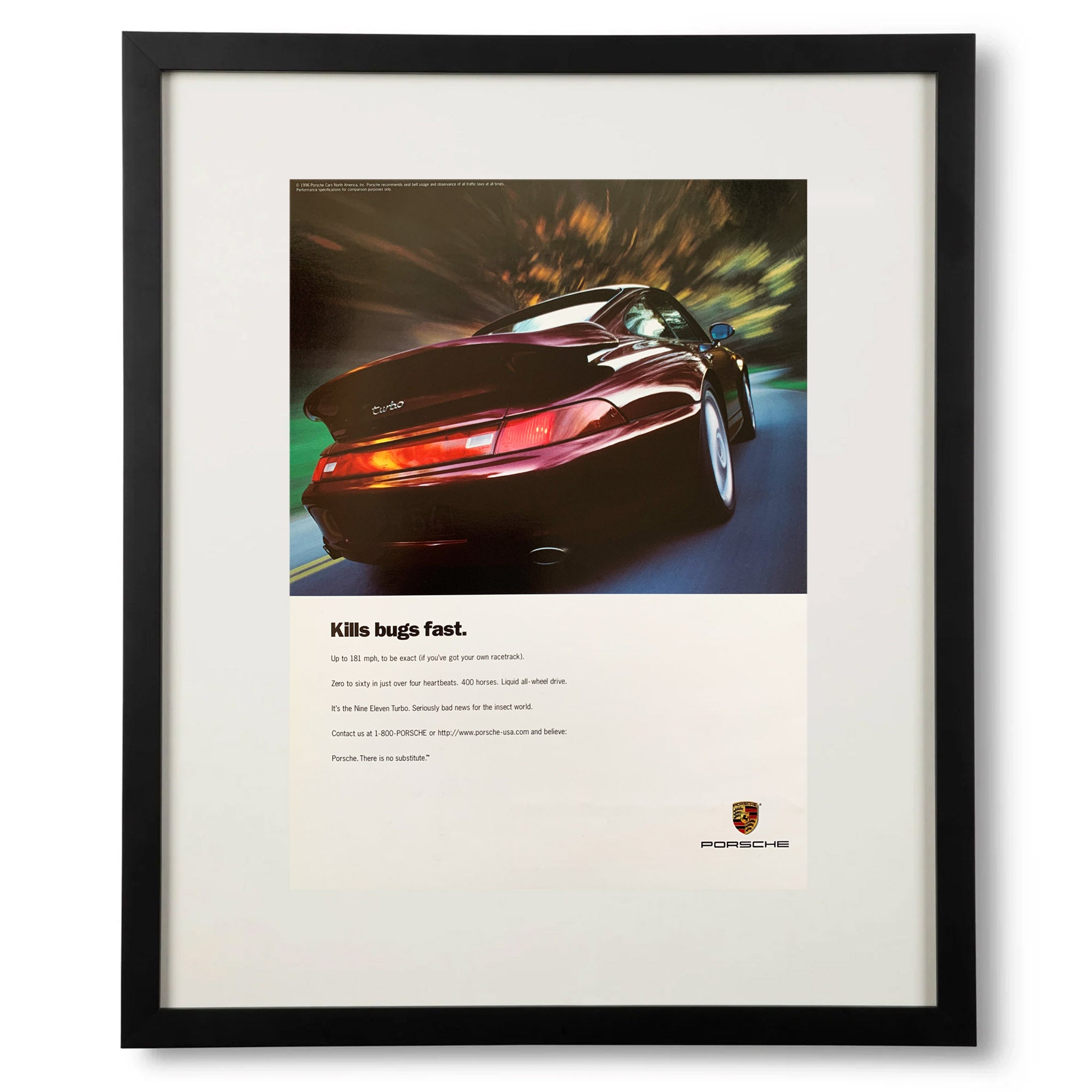 Framed Porsche Kill Bugs Fast Advertisement