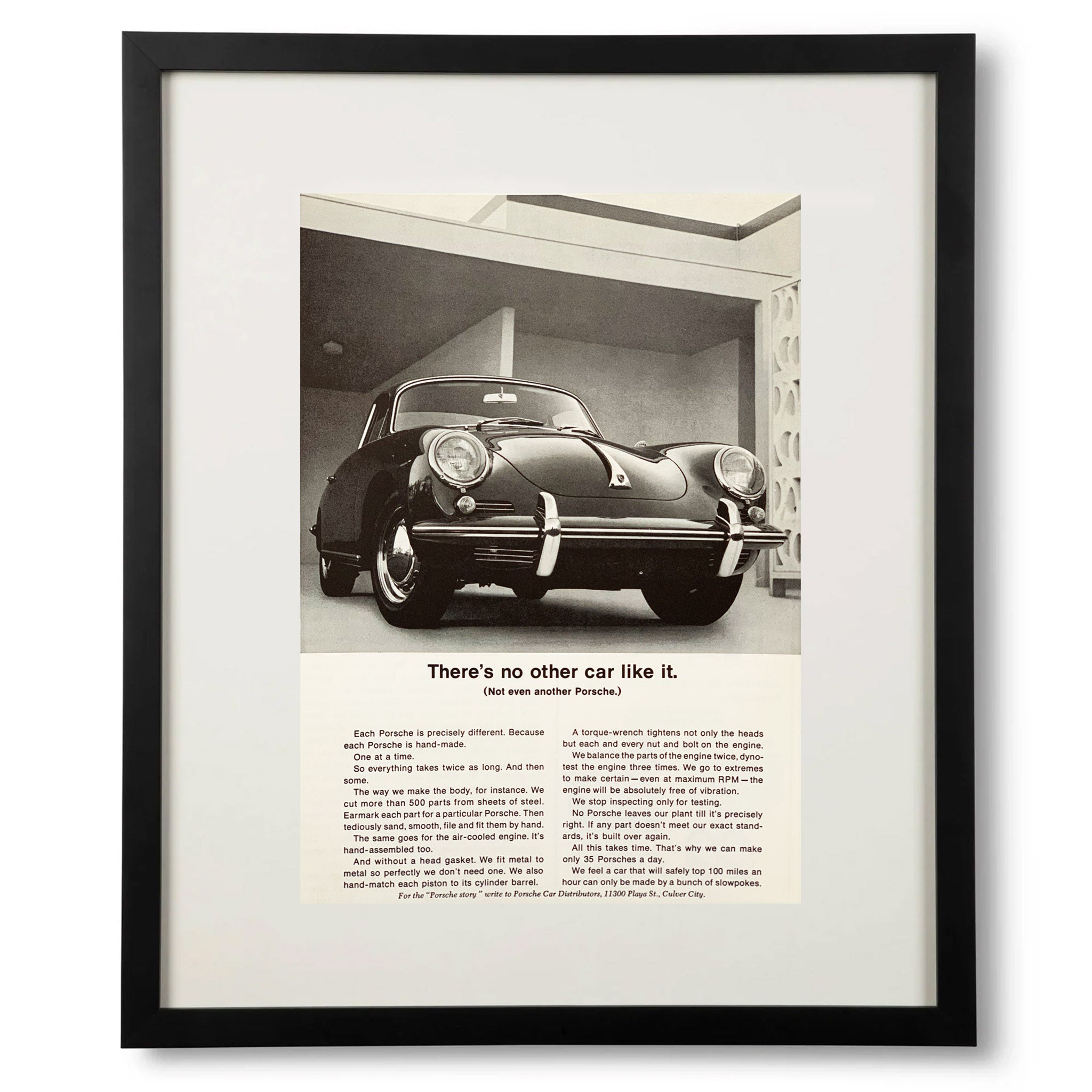 Framed Porsche There's No other Car Like it Advertisement