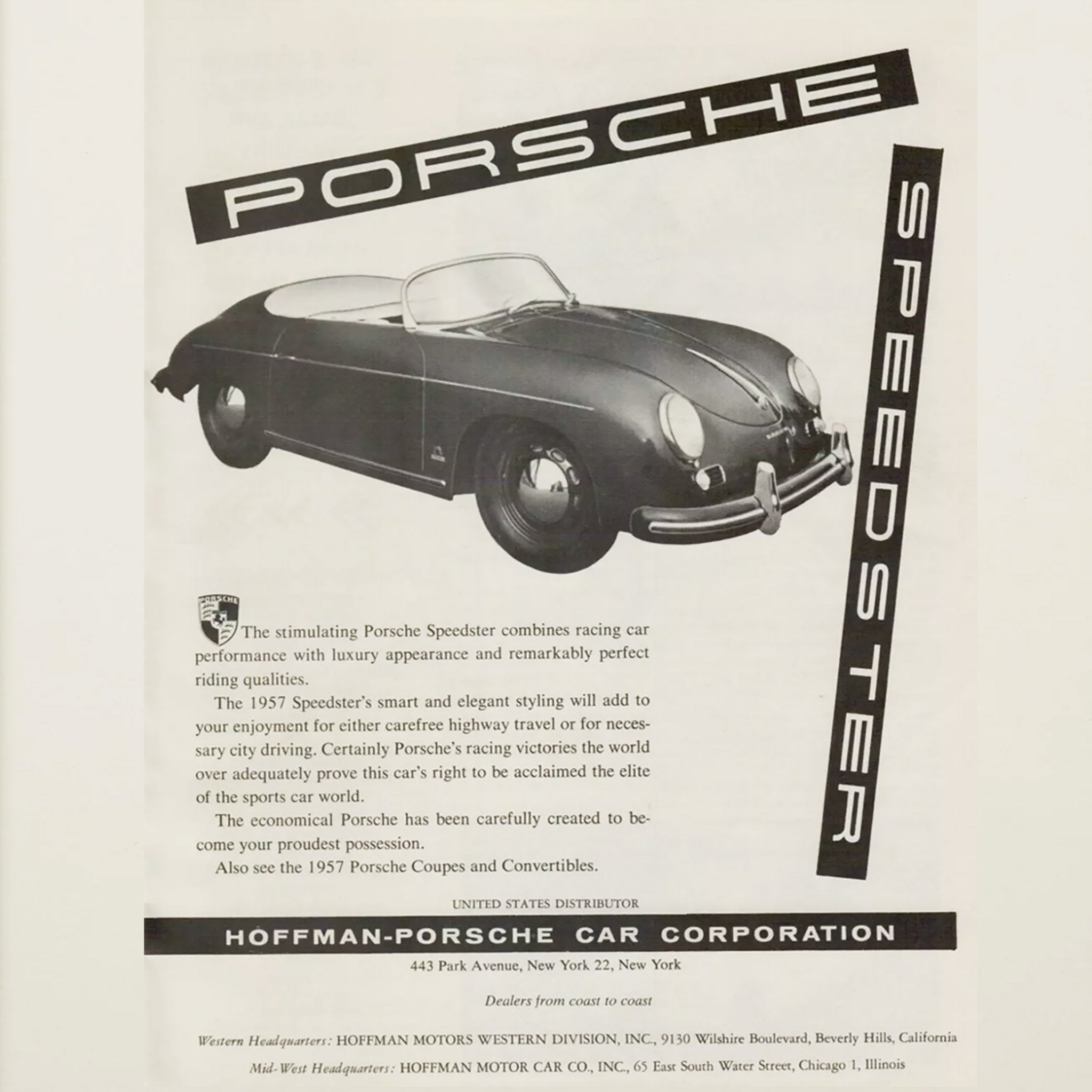 Framed 1957 Porsche Speedster Advertisement