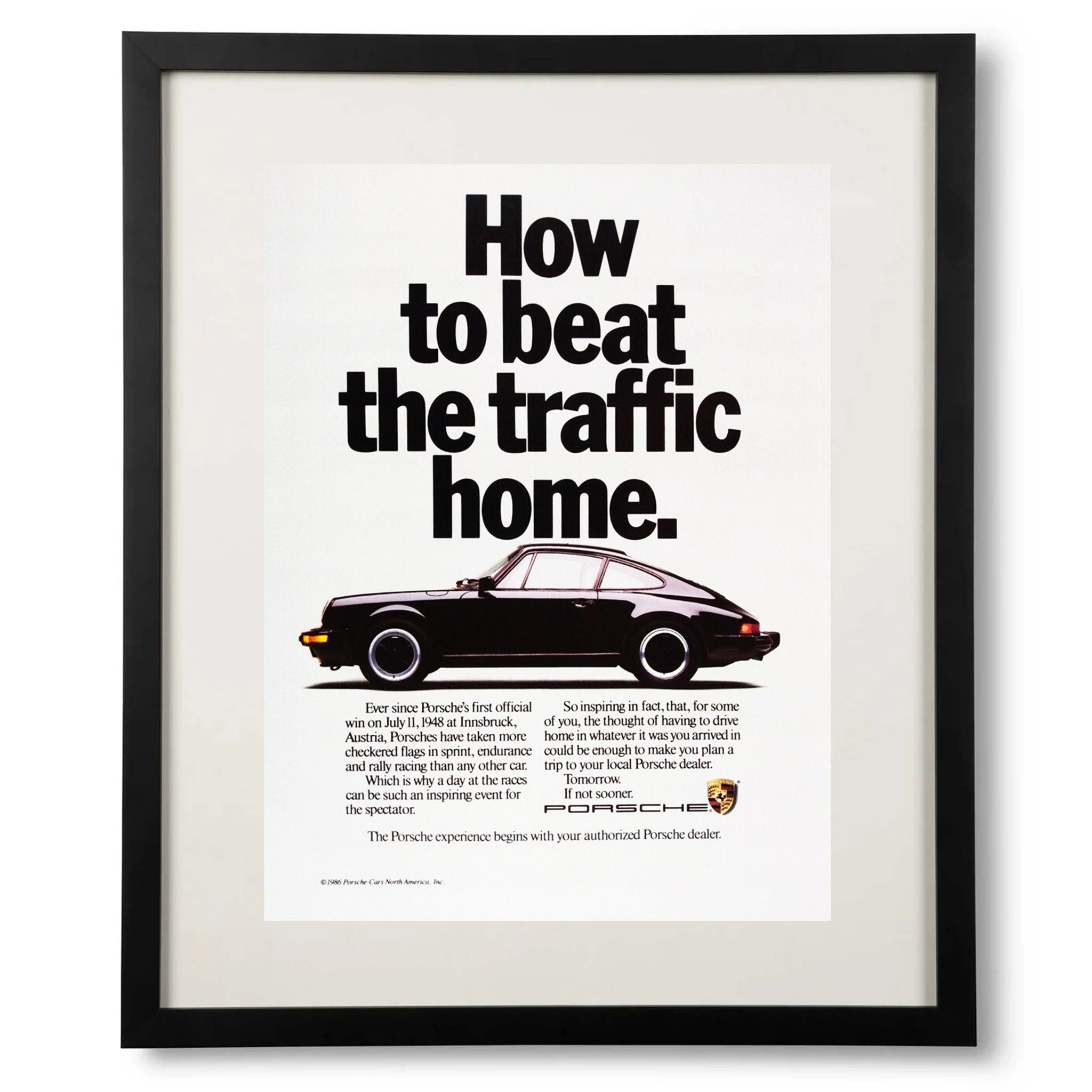 Framed Porsche Beat the Traffic Home Advertisement