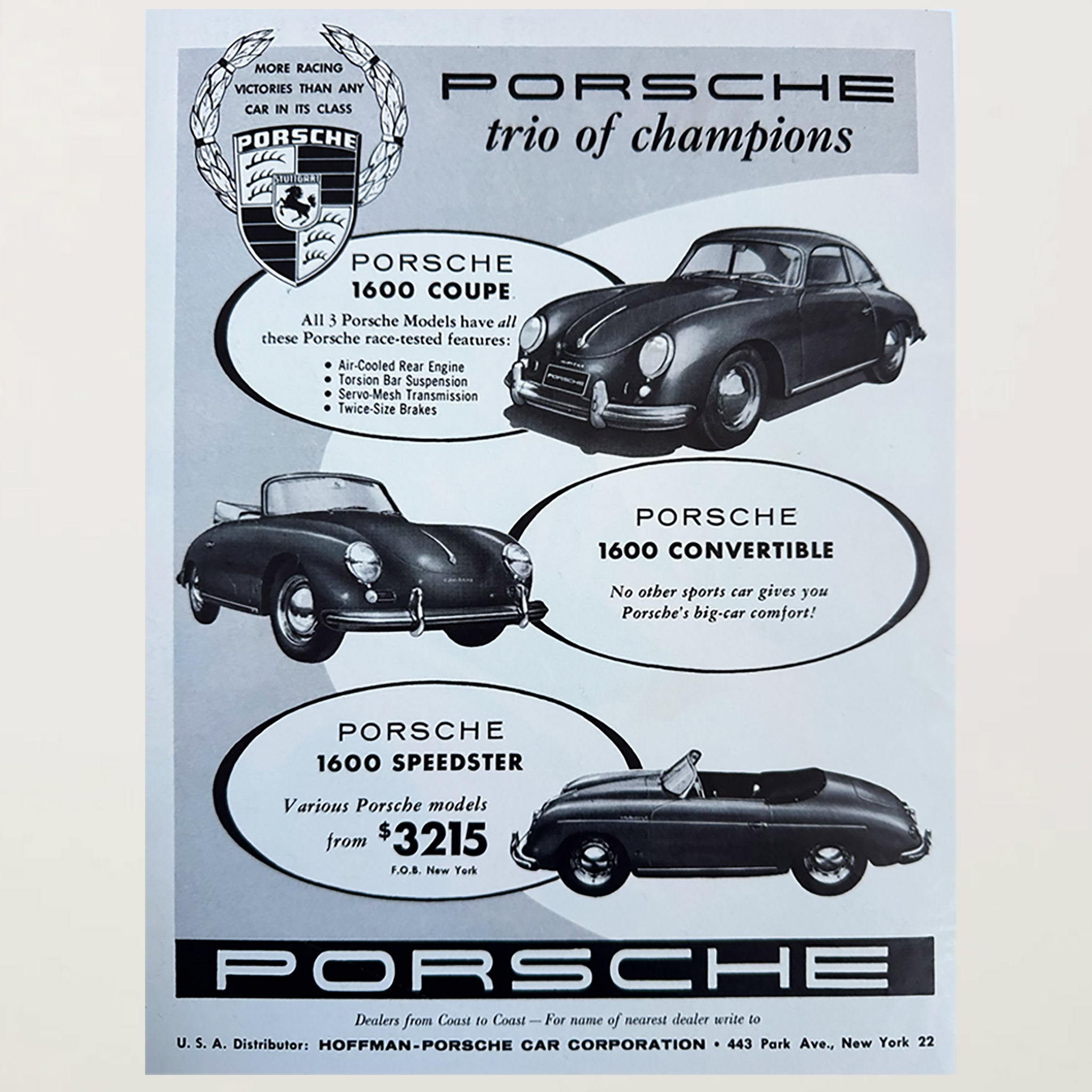 Framed Porsche Trio of Champions Advertisement