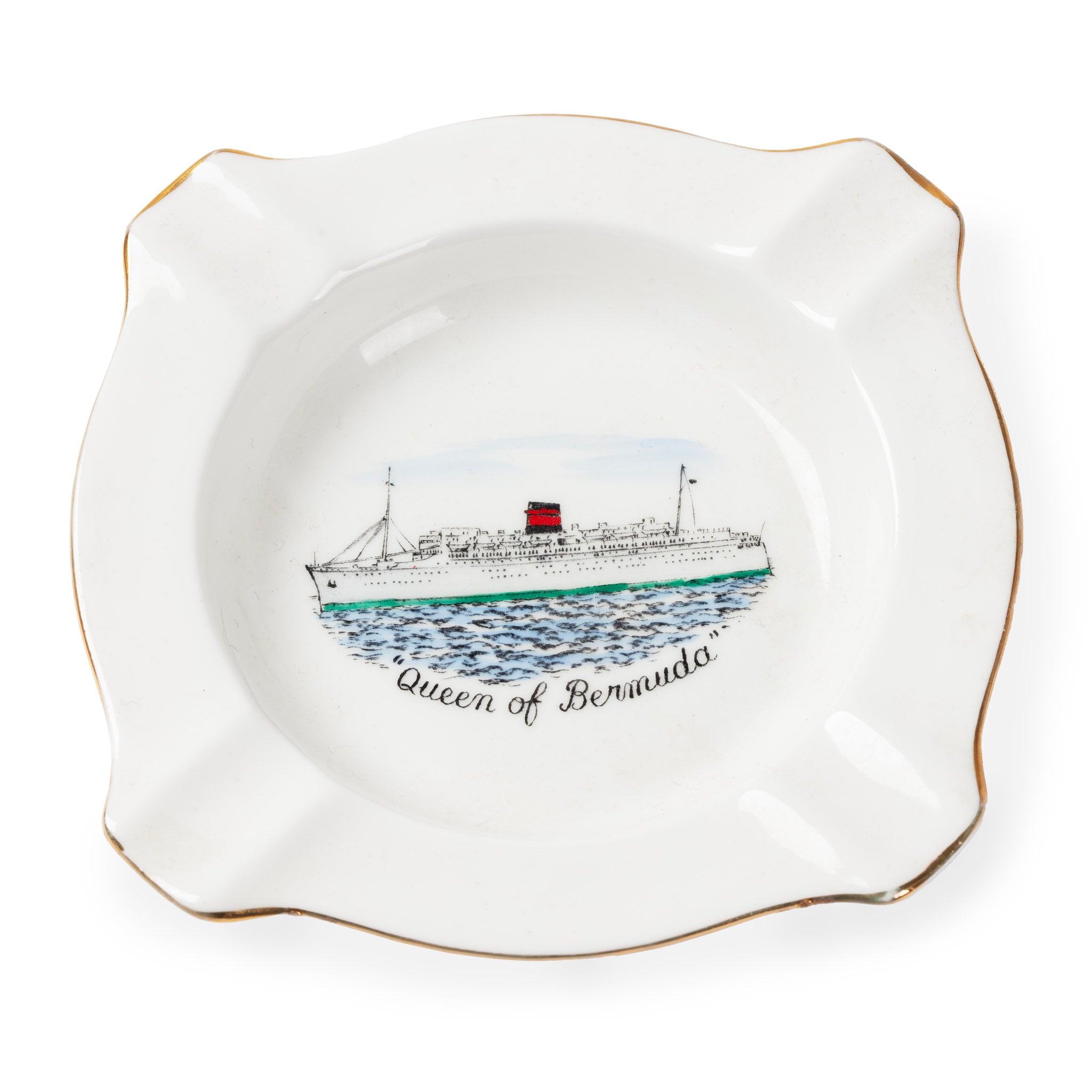 Midcentury Queen of Bermuda Ocean Liner Ashtray