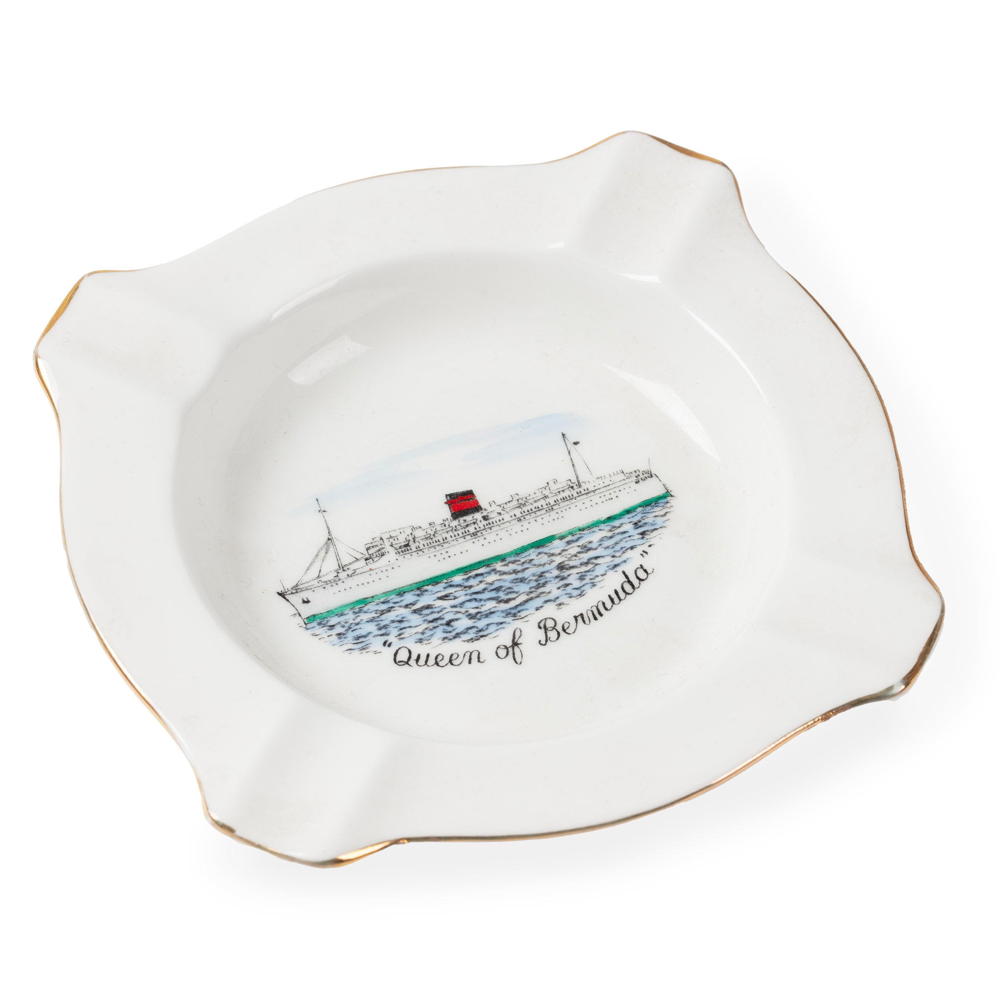 Midcentury Queen of Bermuda Ocean Liner Ashtray