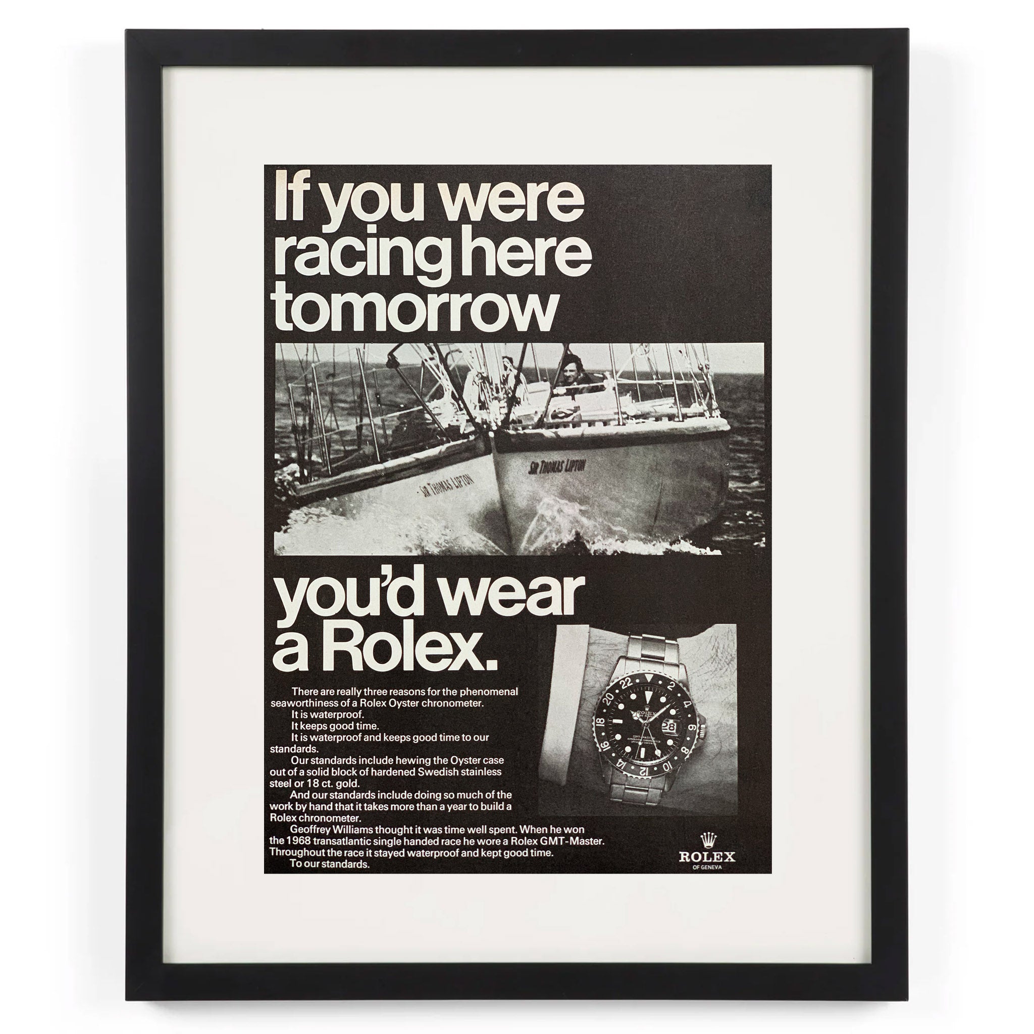 Framed Rolex GMT-Master Transatlantic Sailing Advertisement