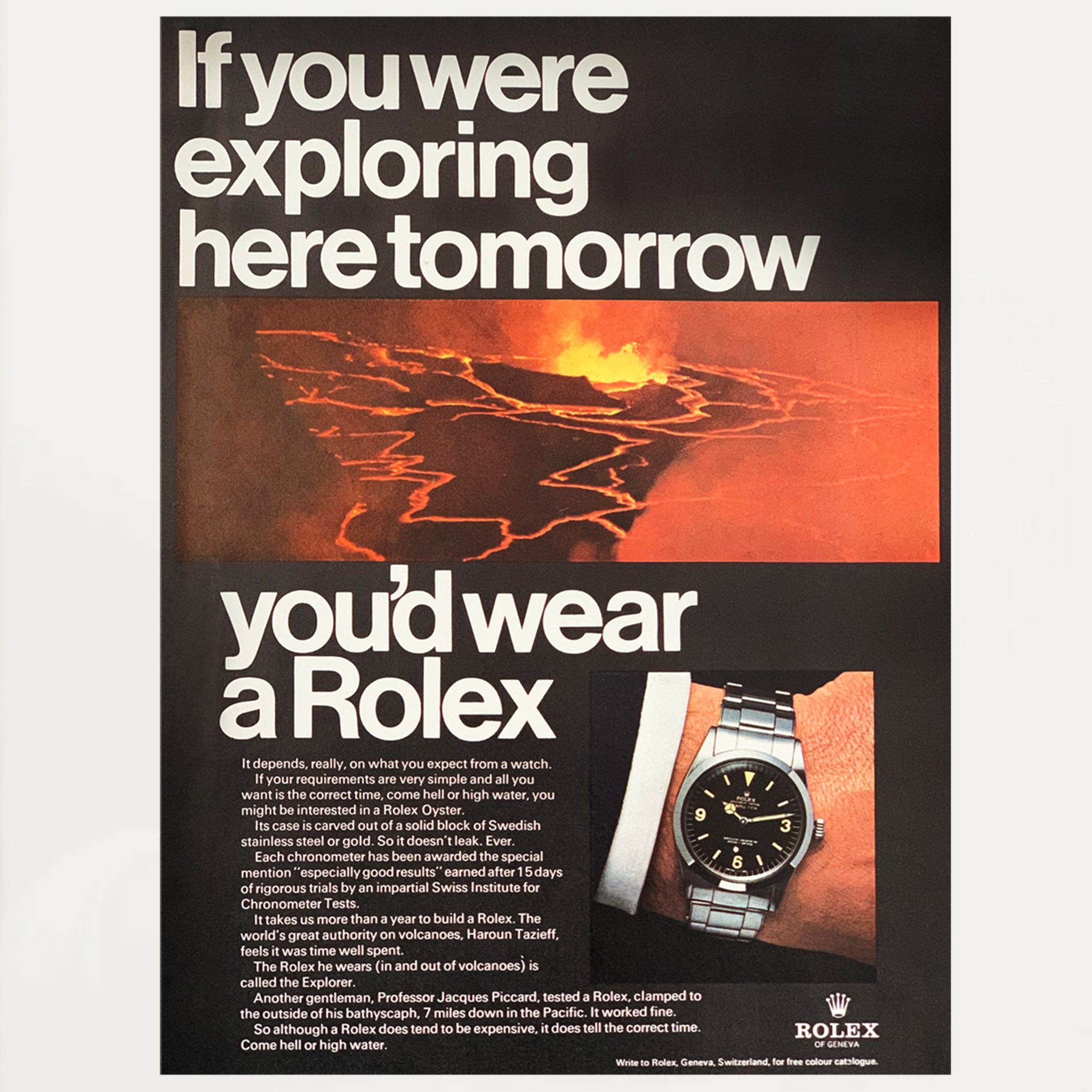 Framed Rolex Explorer Volcano Advertisement