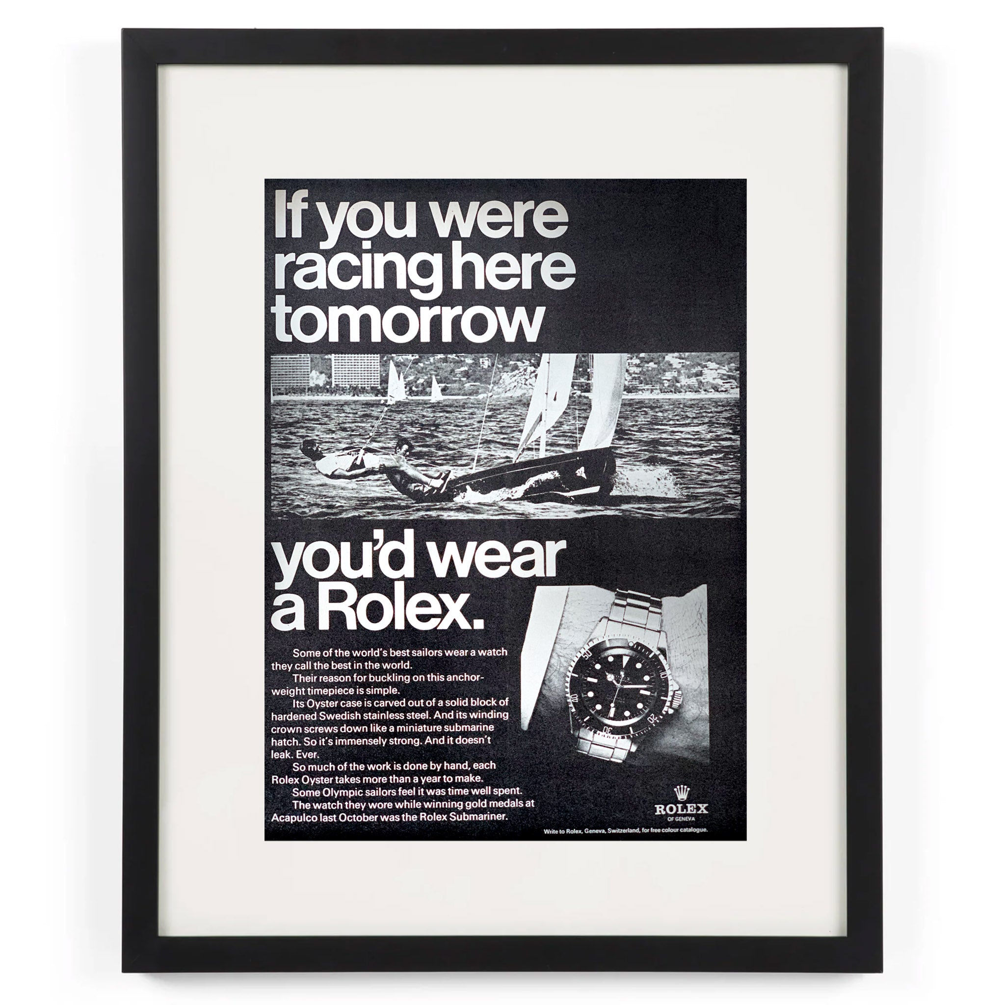 Framed Rolex Submariner Sailing Advertisement