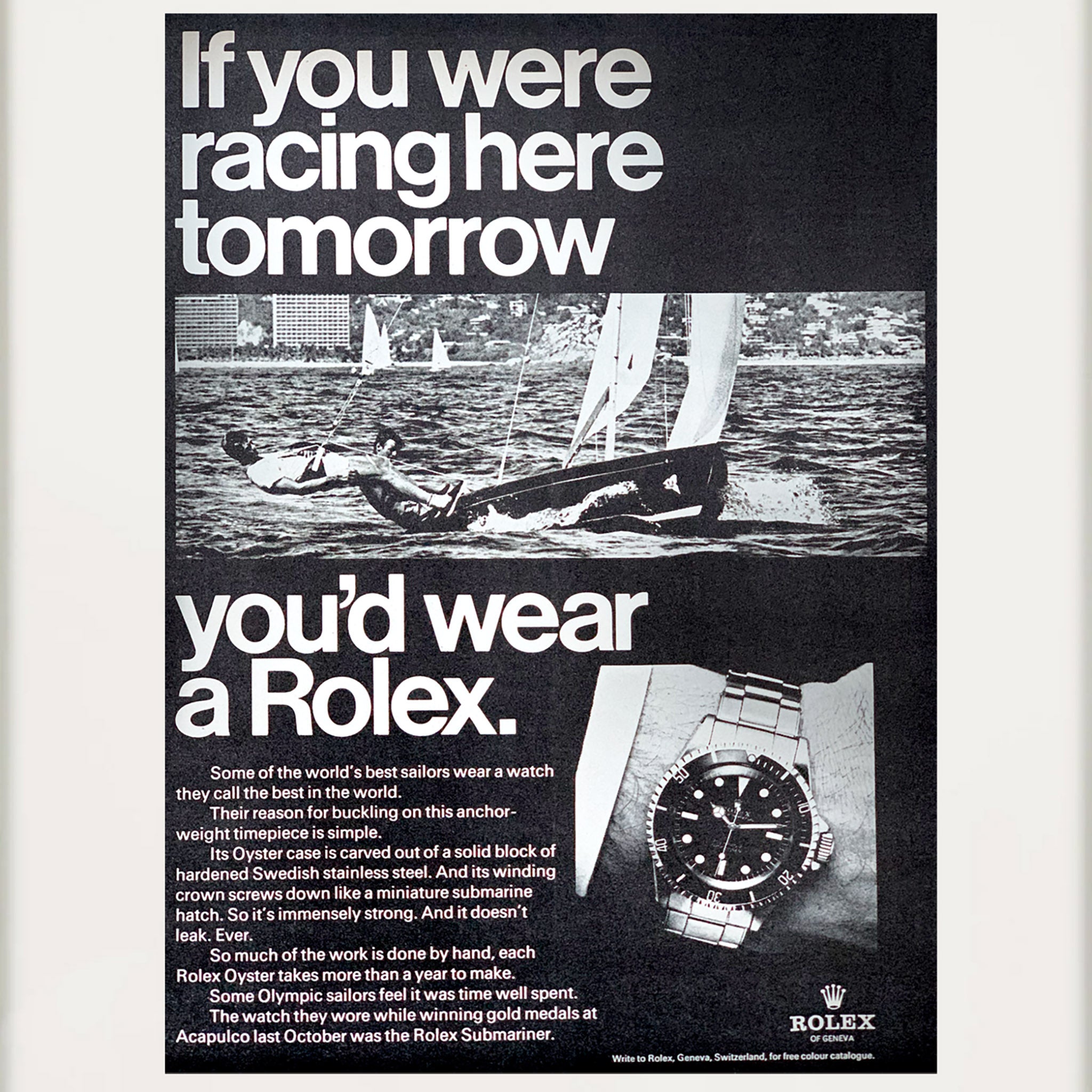 Framed Rolex Submariner Sailing Advertisement