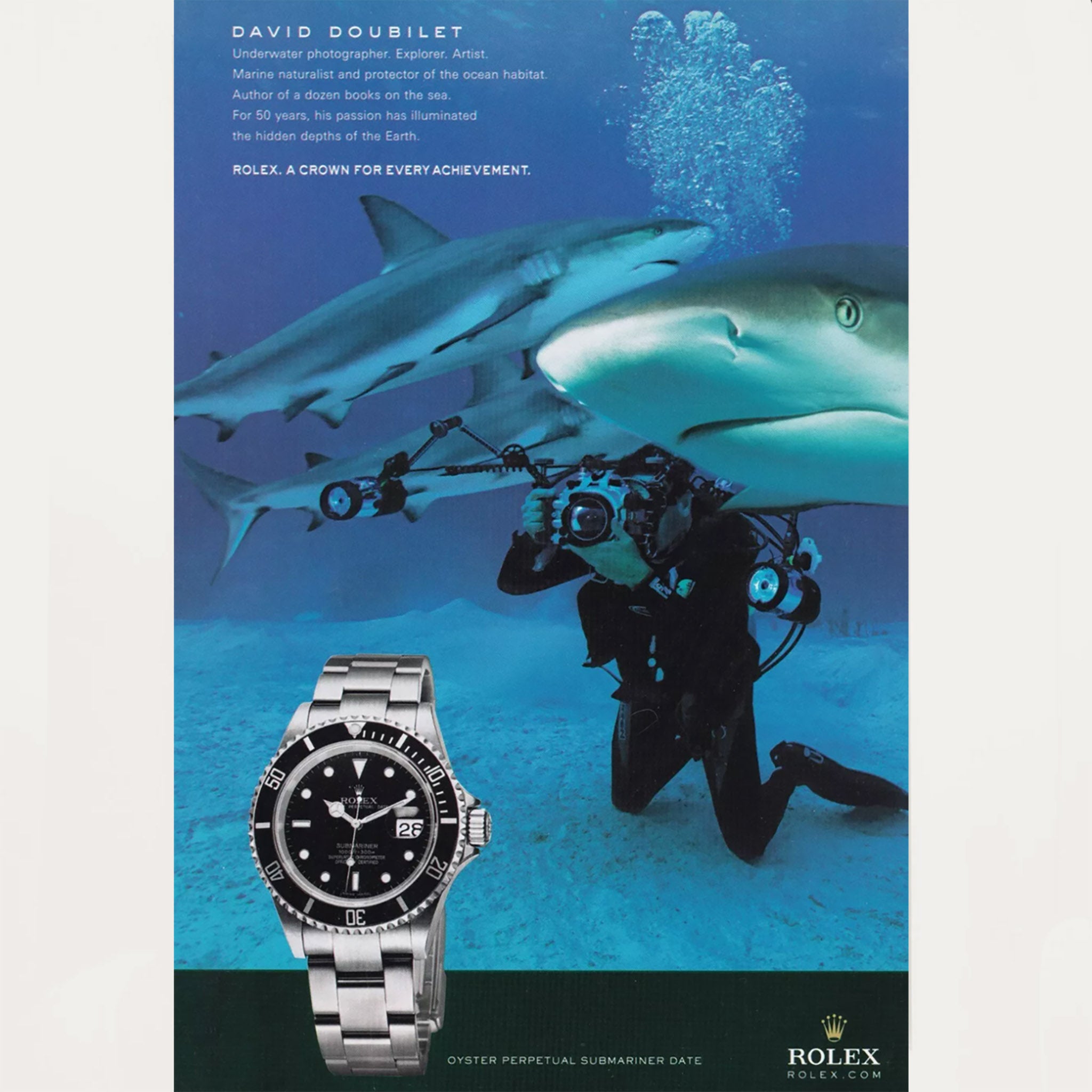 Framed Rolex Submariner Shark Advertisement