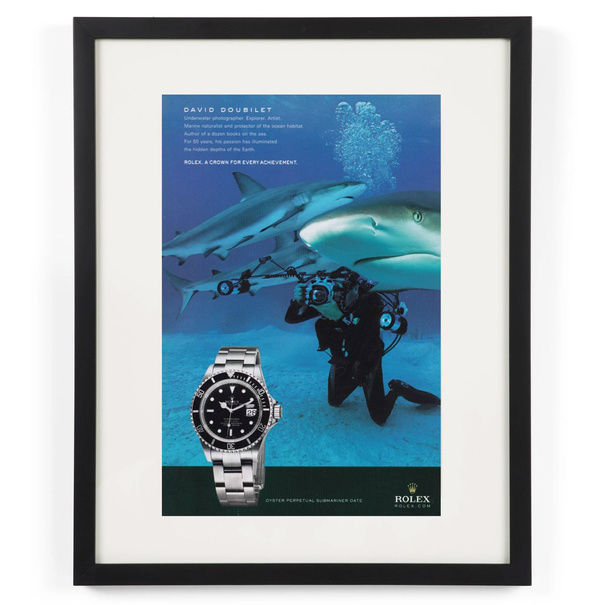 Framed Rolex Submariner Shark Advertisement