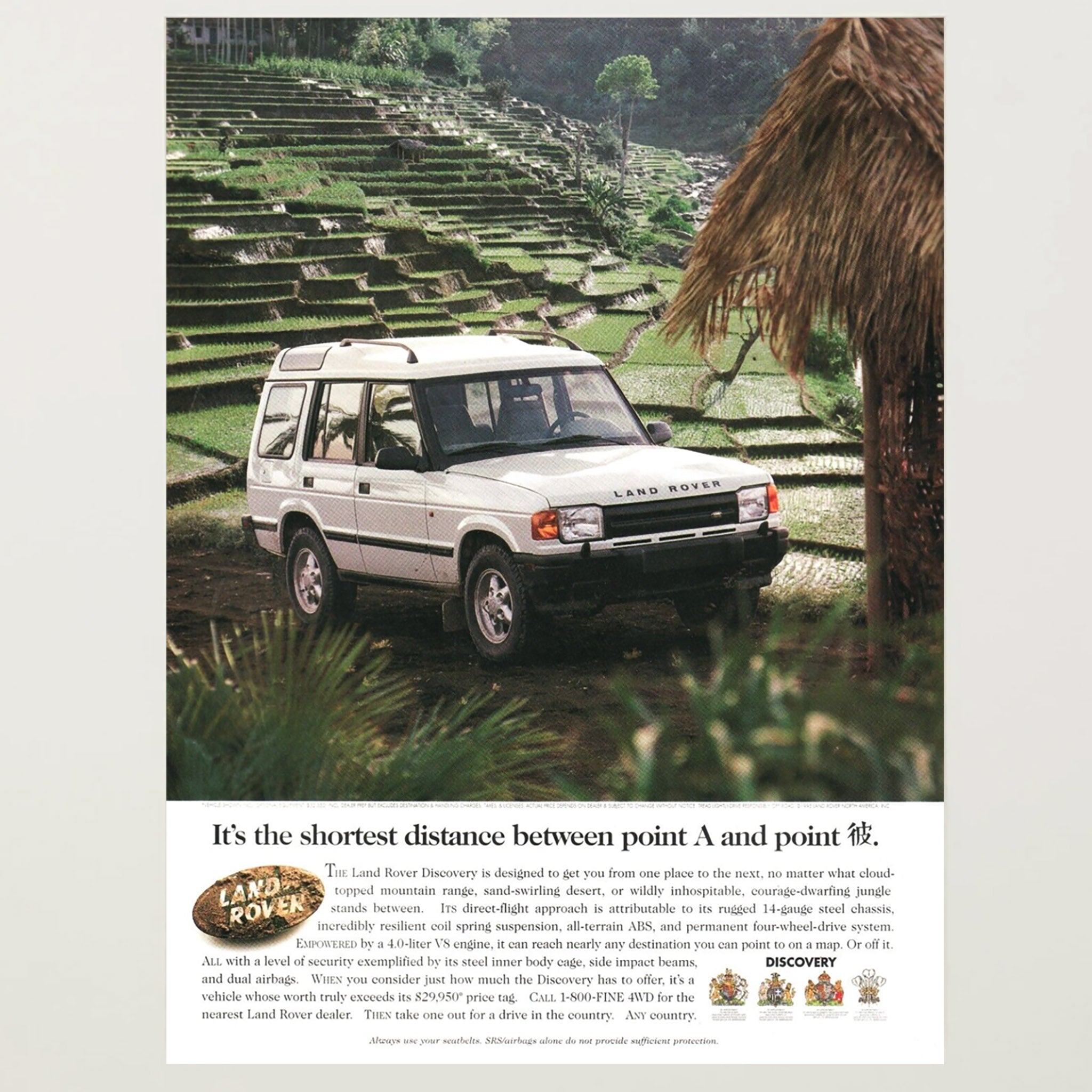 Framed Land Rover Series I Discovery Shortest Distance Advertisement