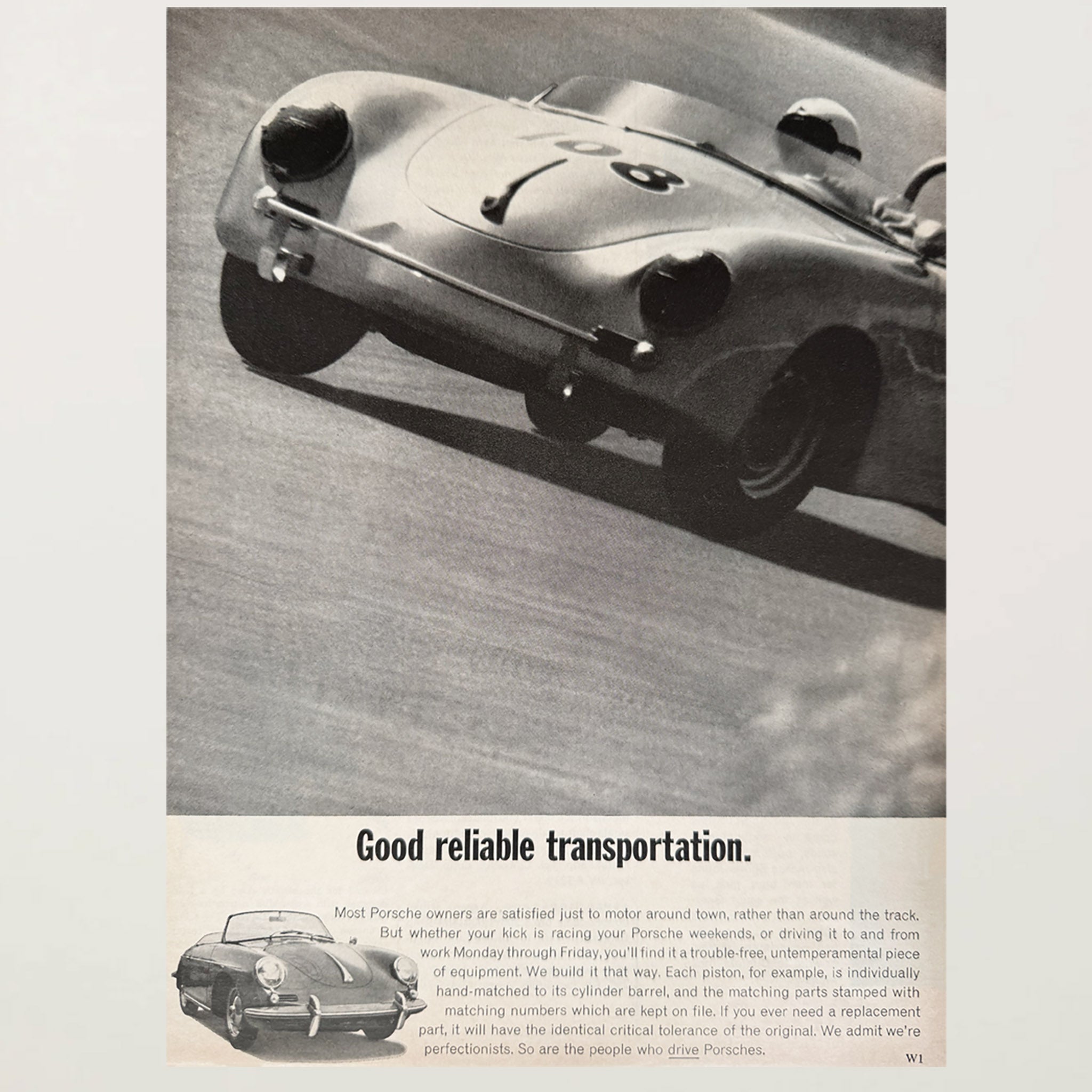 Framed Midcentury Porsche 356A Speedster Advertisement