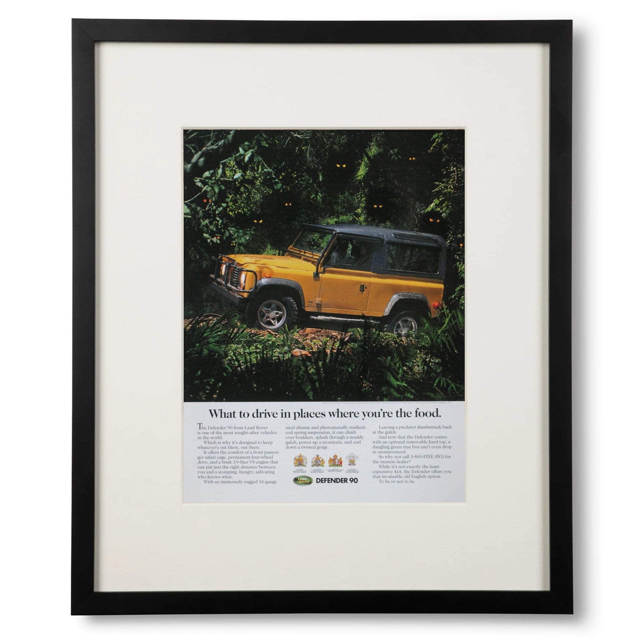 Framed Land Rover Defender What to Drive Advertisement