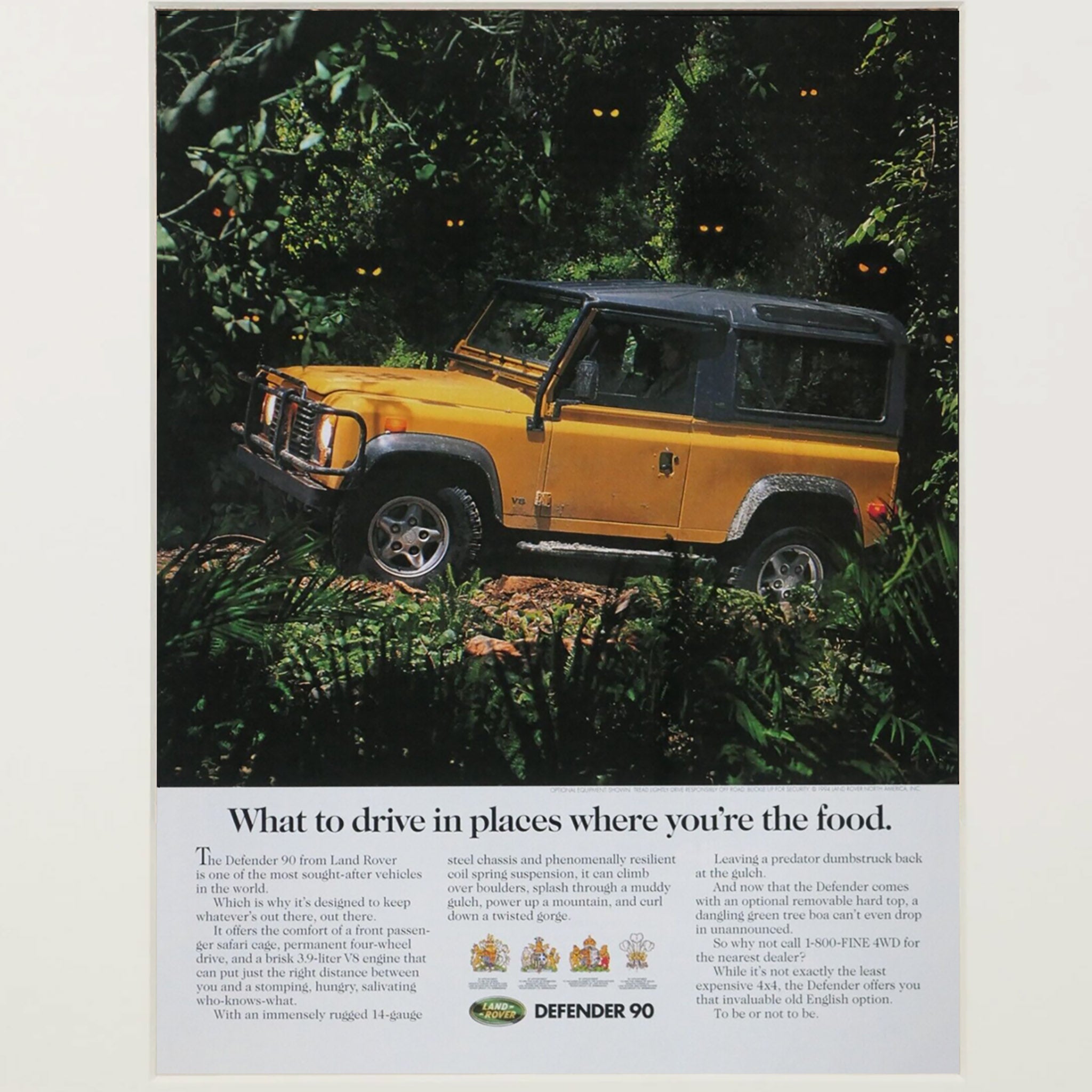 Framed Land Rover Defender What to Drive Advertisement