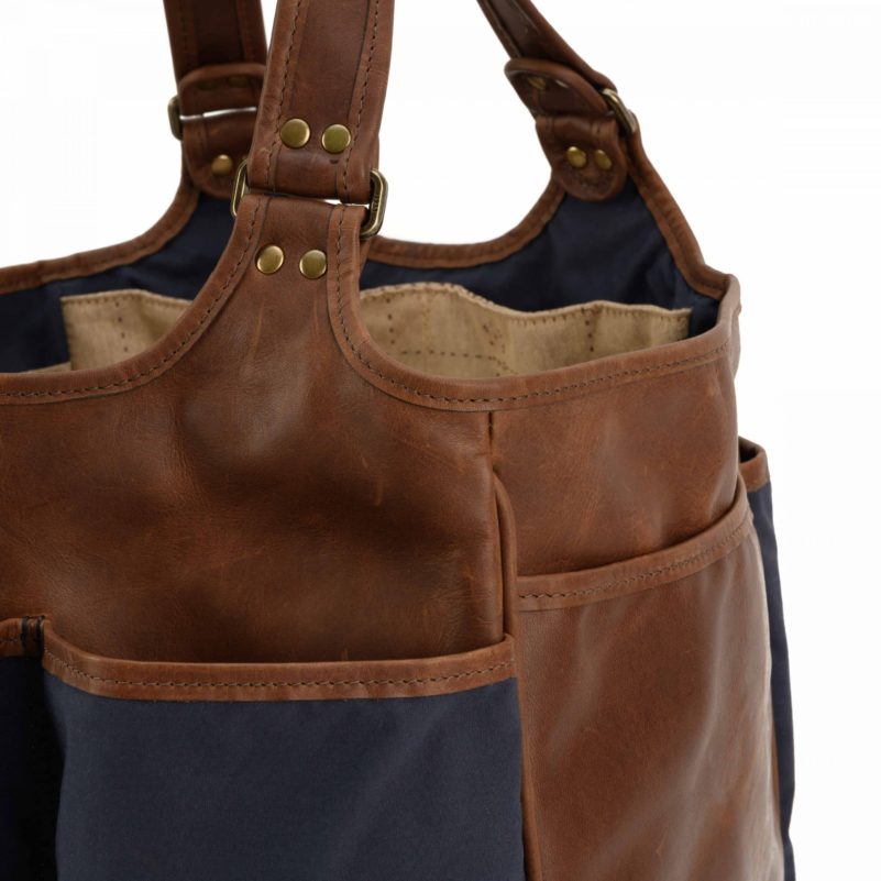 Moore & Giles Belle Picnic Tote Ventile Navy & Baldwin Oak