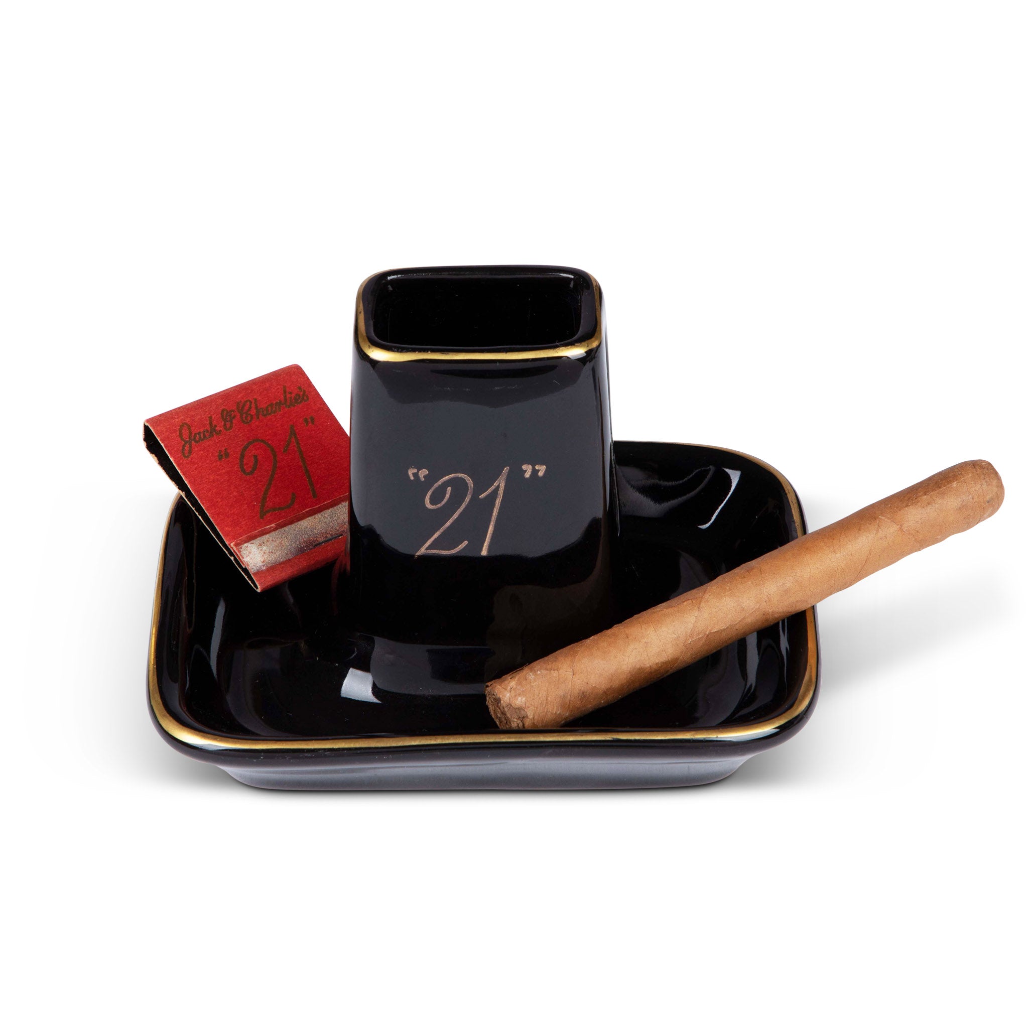 '21' Club Black Porcelain Ashtray