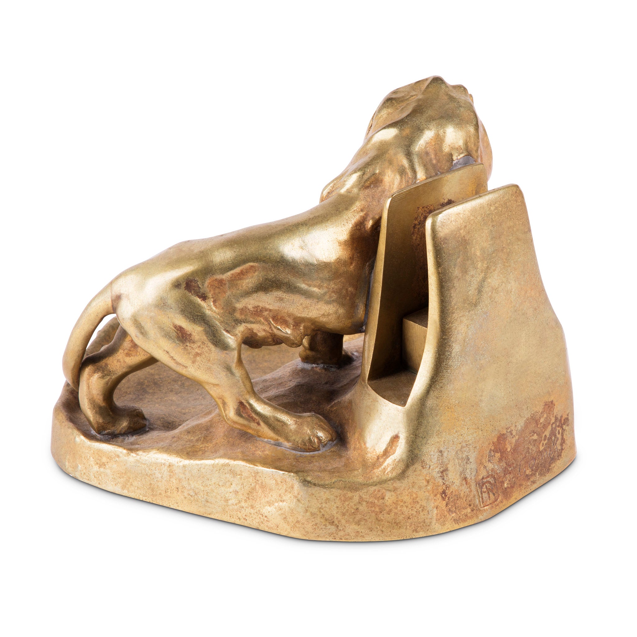 Antique Gilt Bronze Lion Ashtray
