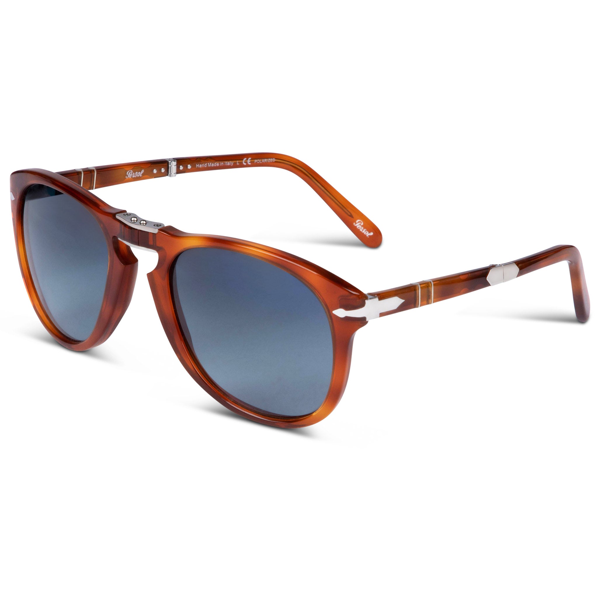 Persol 714 Steve McQueen Sun Light Havana with Polarized Light Blue Gradient