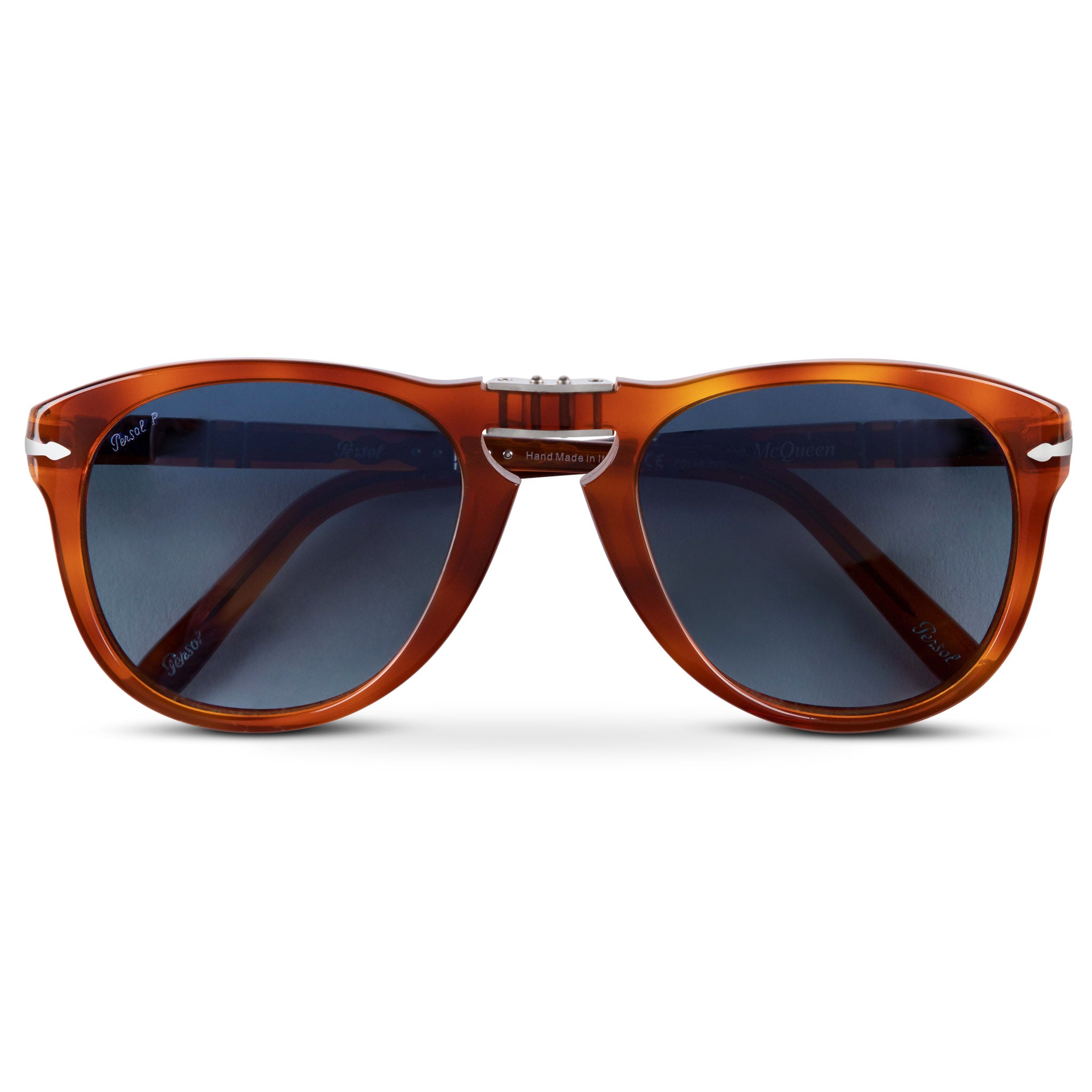 Persol 714 Steve McQueen Sun Light Havana with Polarized Light Blue Gradient