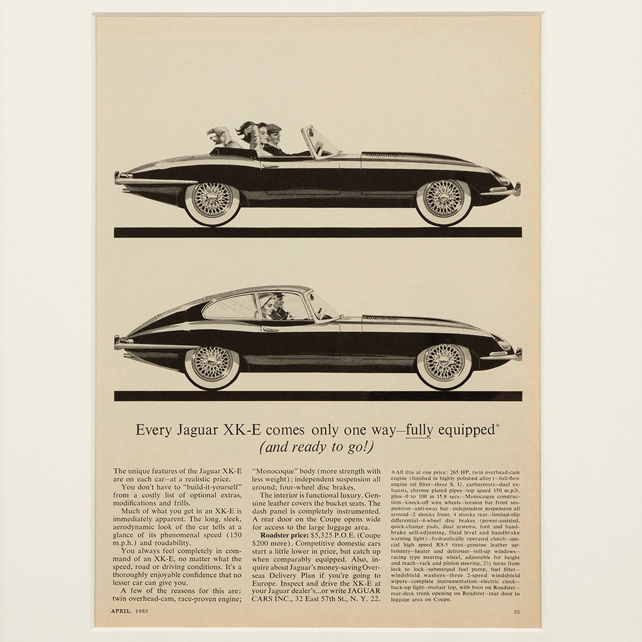 Vintage Jaguar Motors XK-E Advertisement