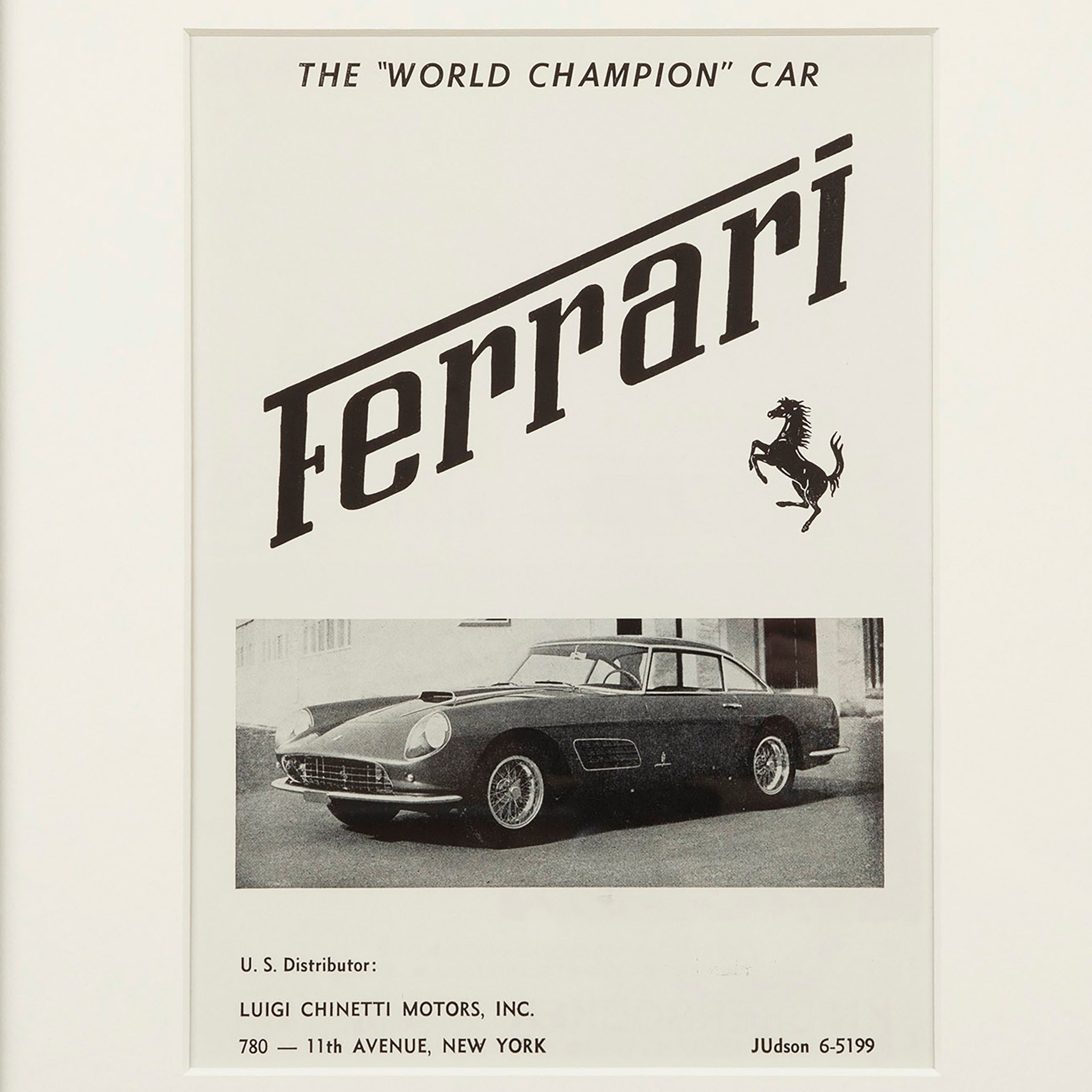 Vintage Ferrari "World Champion" Car Advertisement