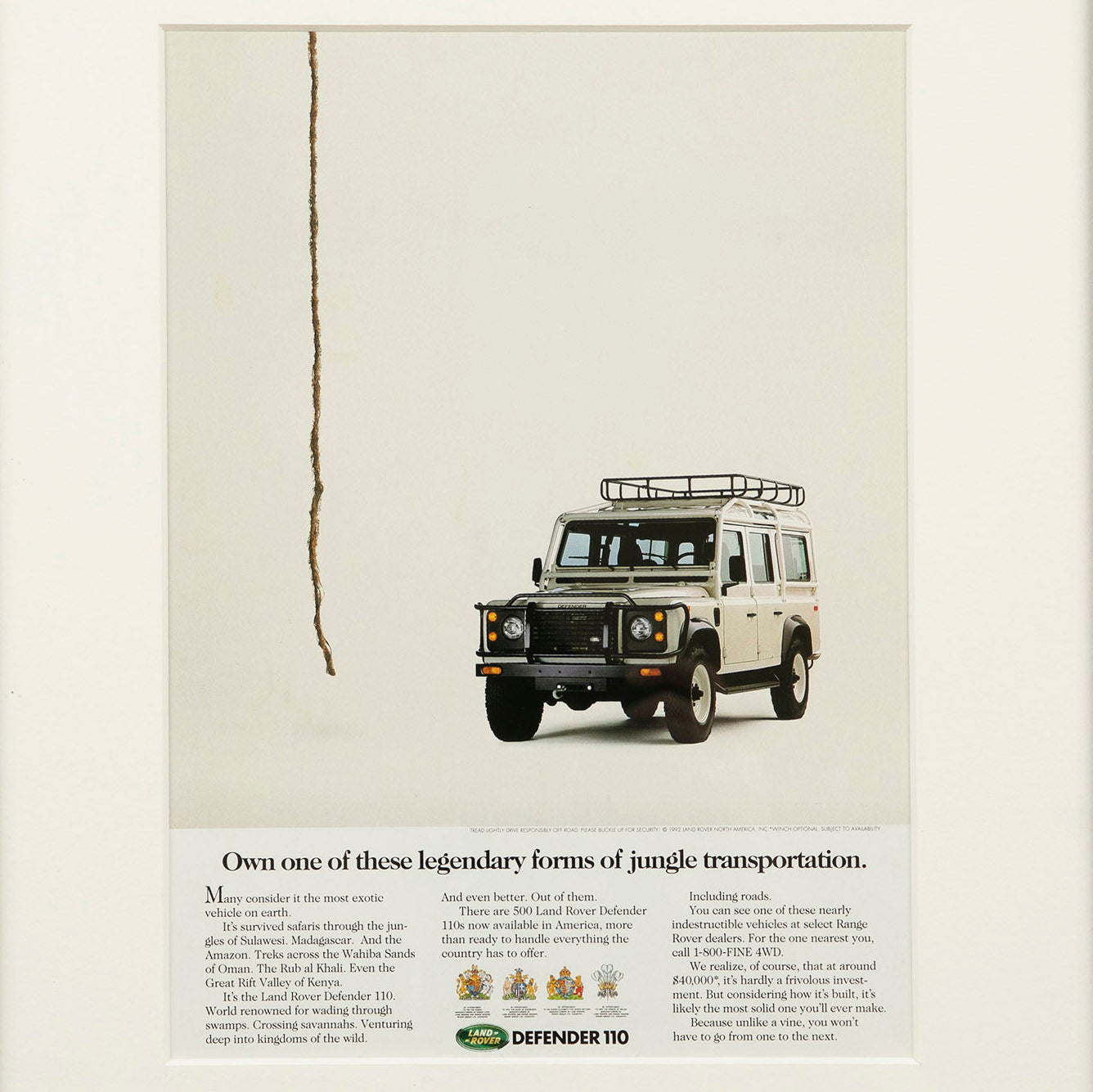 Vintage Land Rover Defender 110 Jungle Transportation Ad
