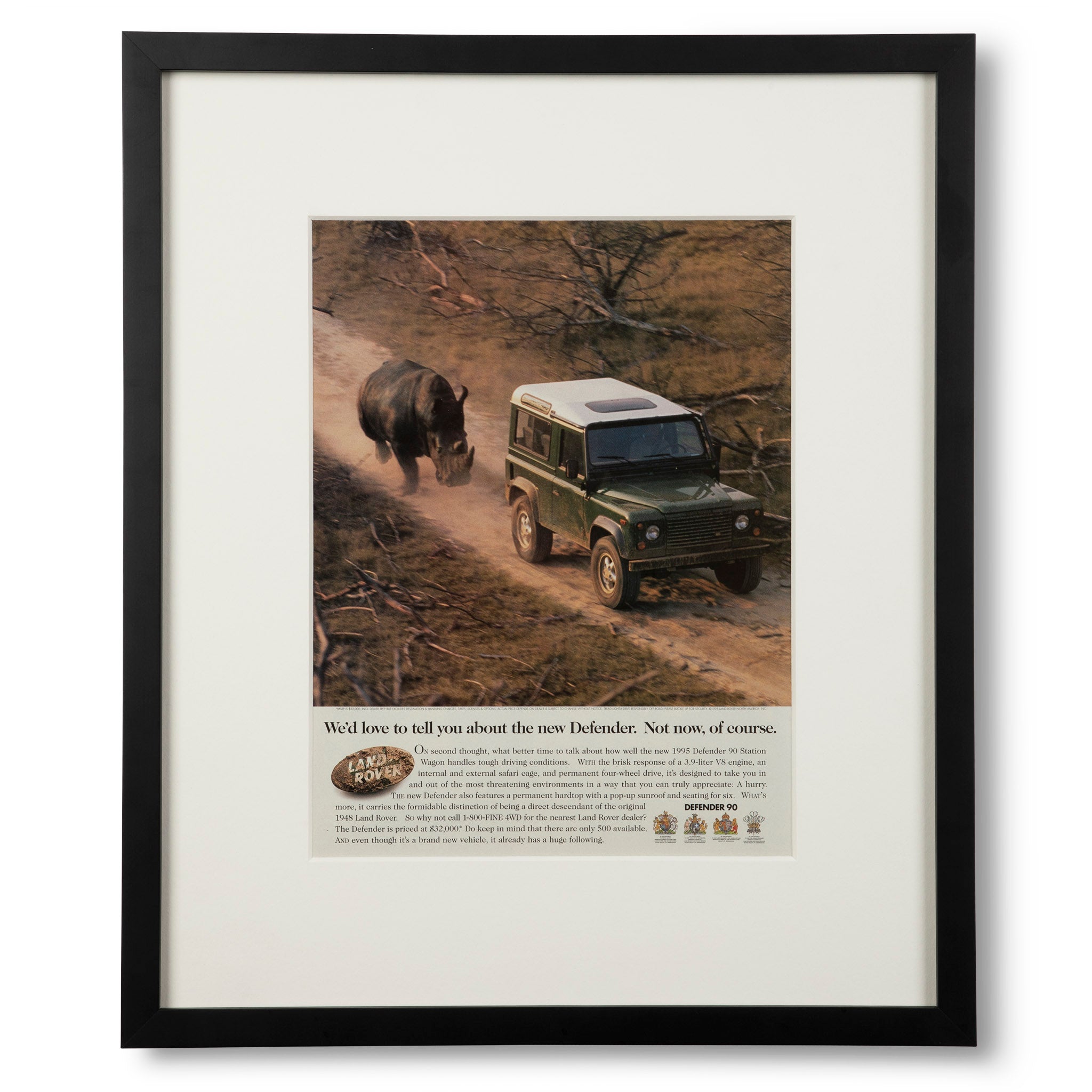 Vintage Land Rover Defender Rhinoceros Advertisement