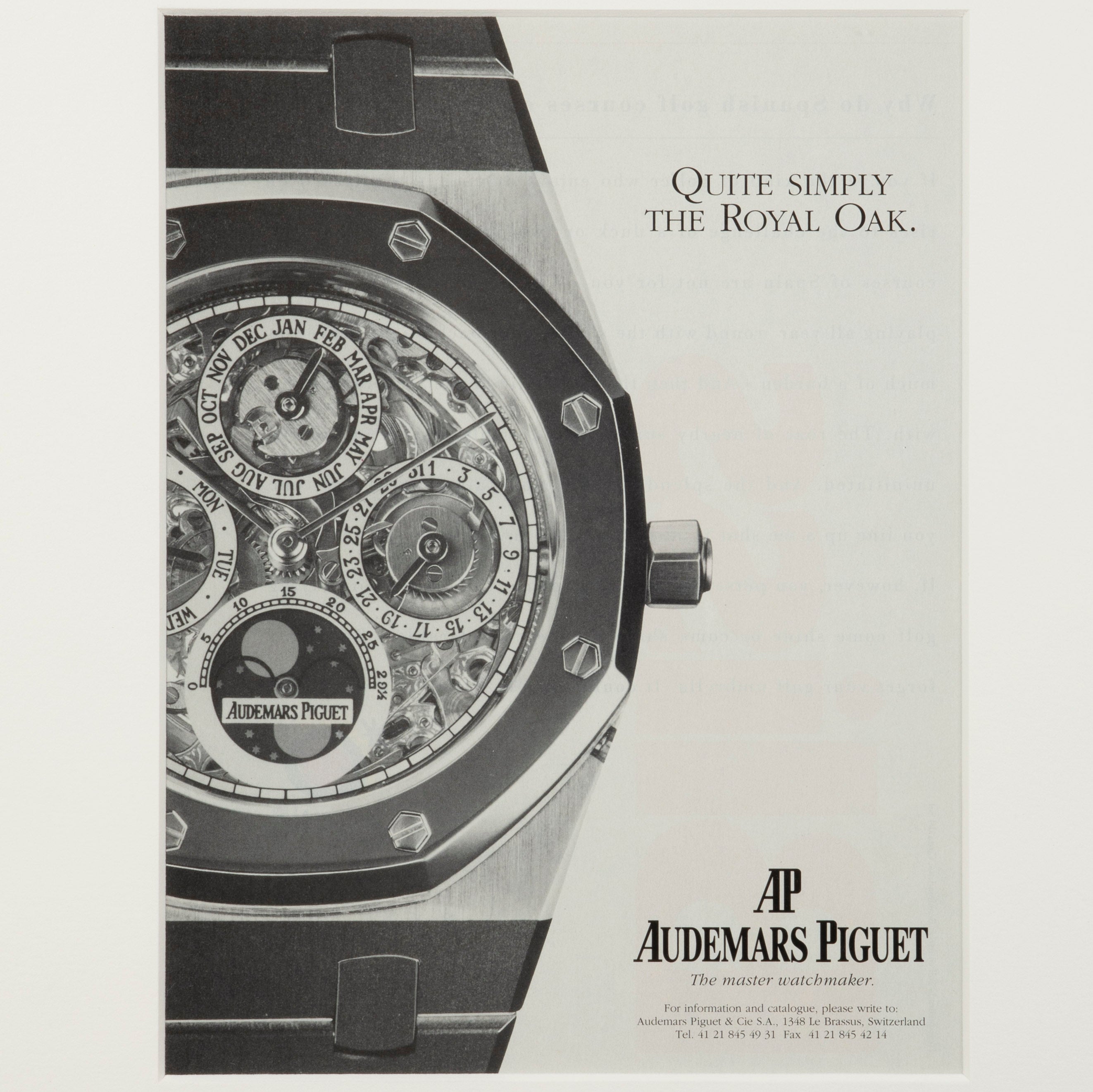 Framed Audemars Piguet Royal Oak Ad