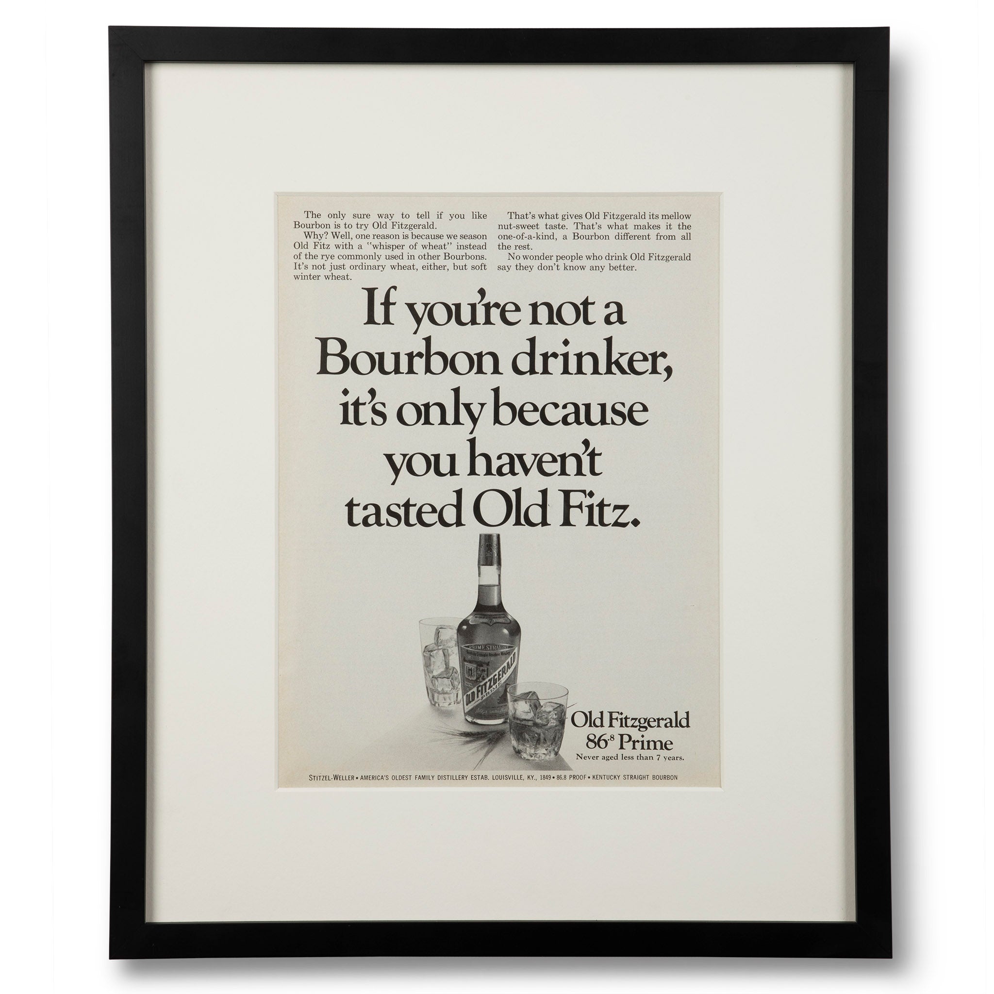 Framed Old Fitz Bourbon Drinker Advertisement